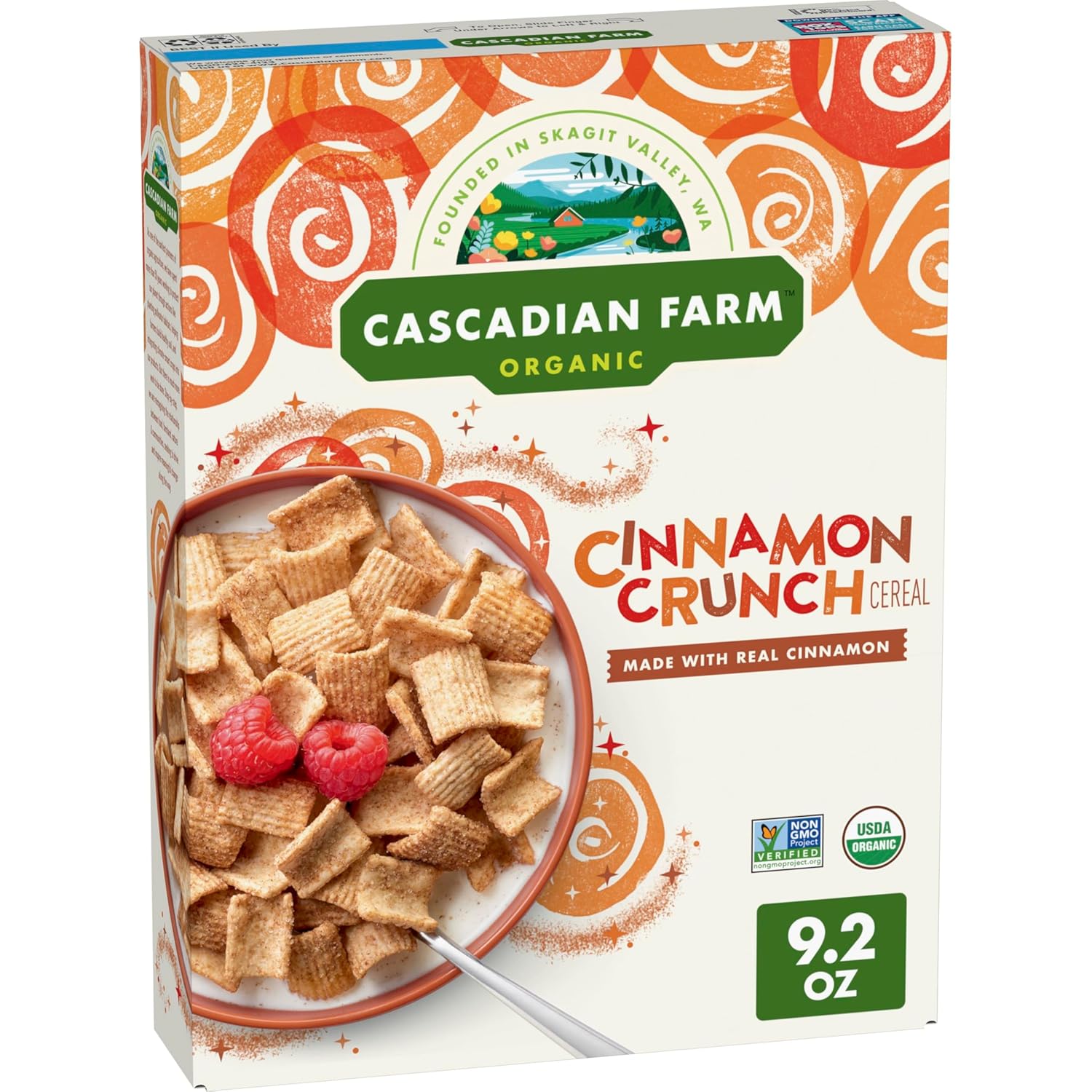 Cascadian Farm Organic Cinnamon Crunch Cereal, Whole Grain Cereal, 9.2 oz