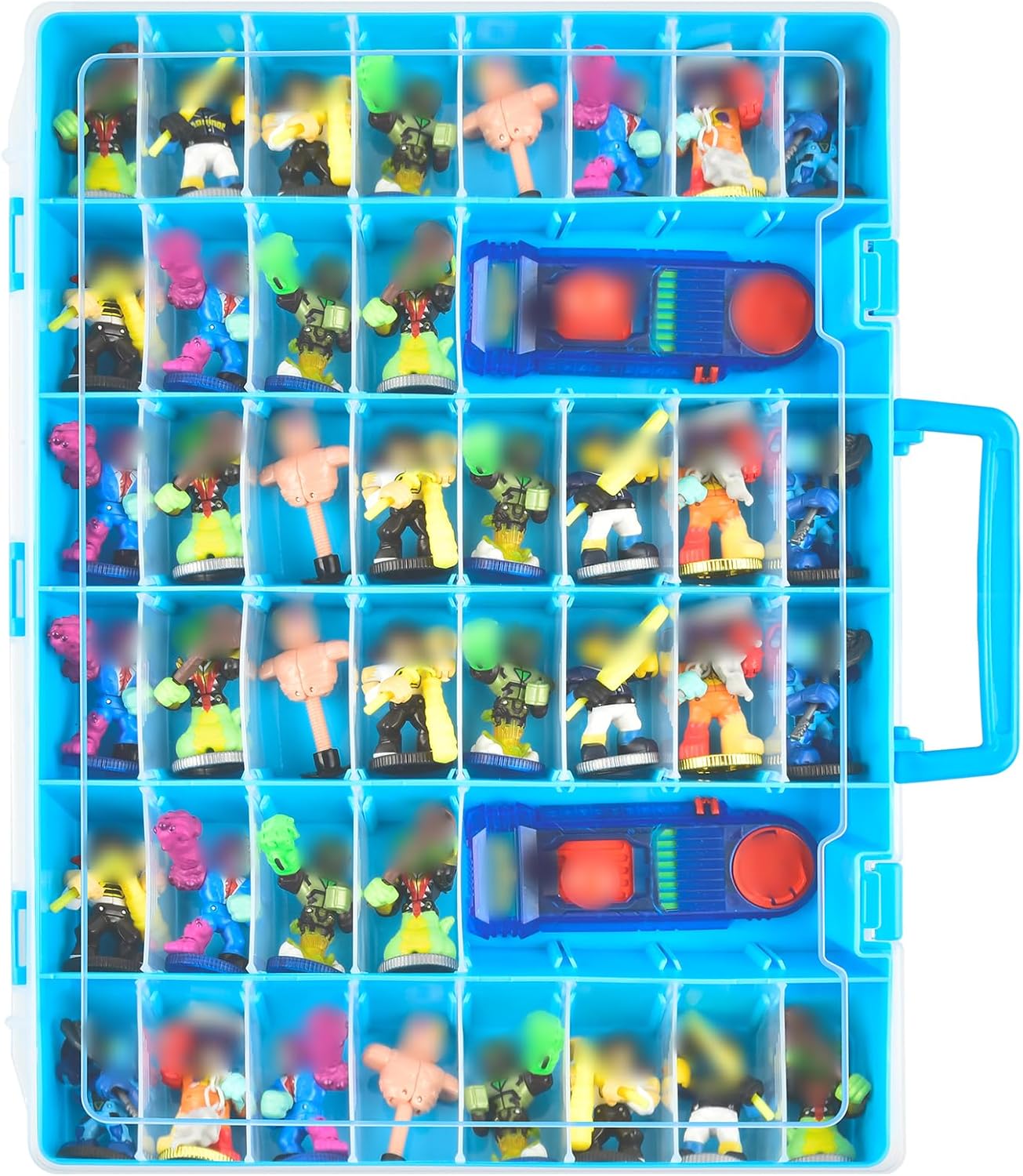 Case Compatible with Akedo Ultimate Arcade Warriors Starter Pack, Toy Storage for Battle Arena Controller & Warrior Collector Mini Battling Action Figures, Holder for Akedo Playset- Blue (Case Only) | Removable Dividers, Clear PVC, Stores Figures and Controller, for Akedo Toys and Playsets, Box Only