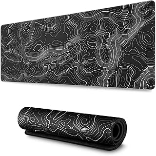 AQQA Large Mouse Pad Mat (35x17 in) Extended XXXL Gaming Mouse Pad with Non-Slip Rubber Base,Background Topographic Map Lines Contour Geographic for Gaming Office Laptop Computer Men Women