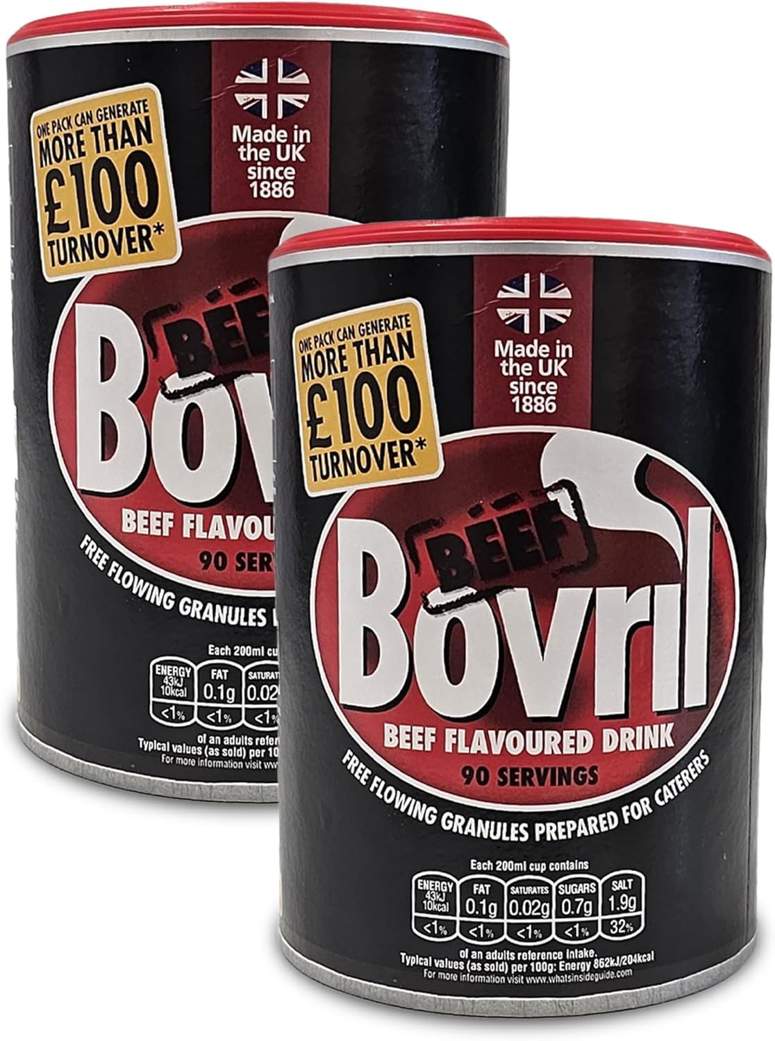 Bovril Beef Flavoured Drink 2 x 450g Catering Tub Granules 180 Servings BRITISH FOOD SHOP (BFSBOV2)
