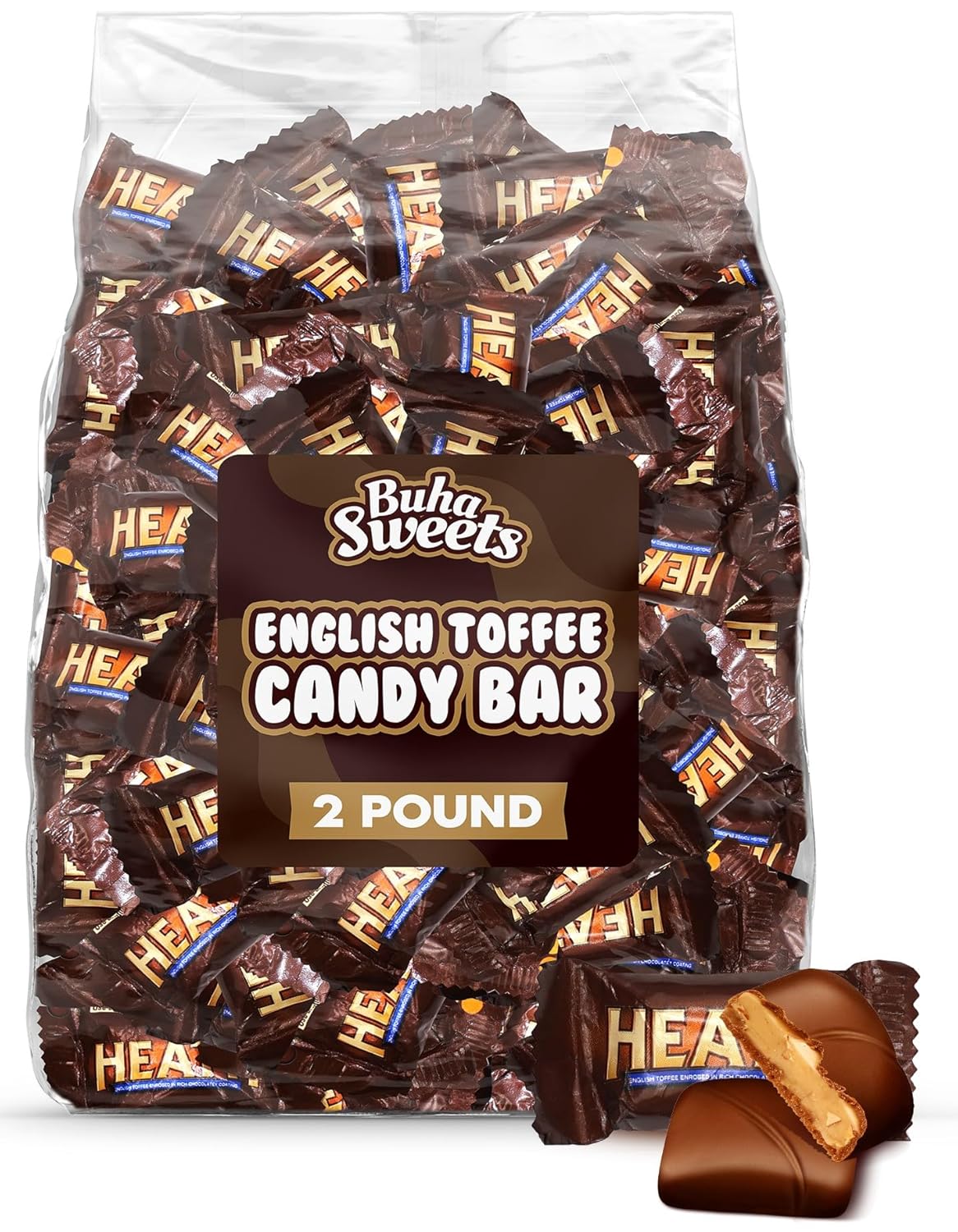 English Toffee Chocolate Candy Bars (Approx 110 Pieces 2 Pound) - Crunchy Toffee Covered in Rich Milk Chocolate, Perfect Mini Bars for Parties, Birthdays, Everyday Snacking, and Sharing