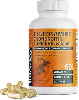 Bronson Glucosamine Chondroitin Turmeric & MSM Advanced Joint & Cartilage Formula, Supports Healthy Joints, Mobility & Cartilage - Non-GMO, 60 Capsules