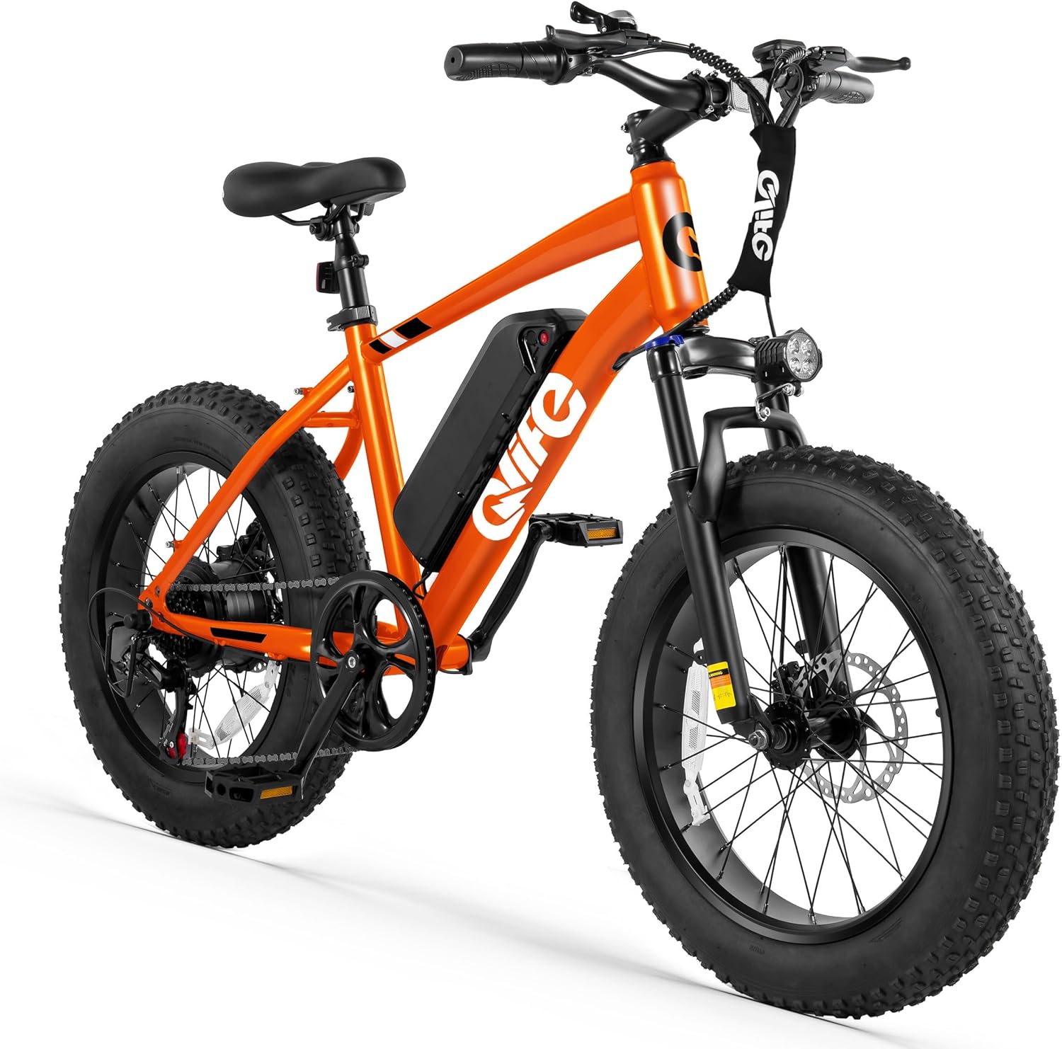 Qlife Racer Fat tire Electric Bike for Adults - 28MPH Mountain Ebike with Peak 1200W Brushless Motor, 499Wh Removable Battery, 20X4.0 Tire Step Over E-MTB with 7-Speed