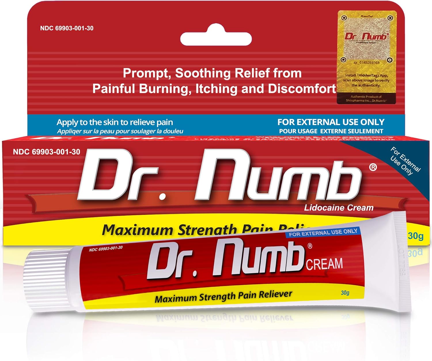 Dr. Numb 5% Lidocaine Cream – Topical Anorectal Cream for Hemorrhoid and Local Discomfort Relief – 30g