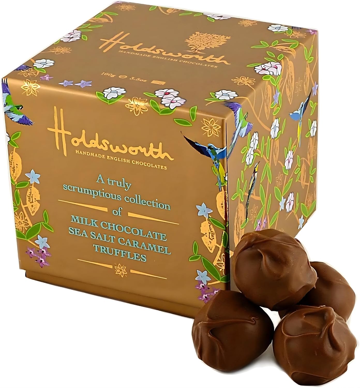 Holdsworth Chocolates Gift Box Sea Salted Caramel Truffles 100g - Chocolate Gift Box with Sea Salted Chocolate Truffle Caramels - Birthday, Christmas, Mothers Day Gifts for Her & Him.