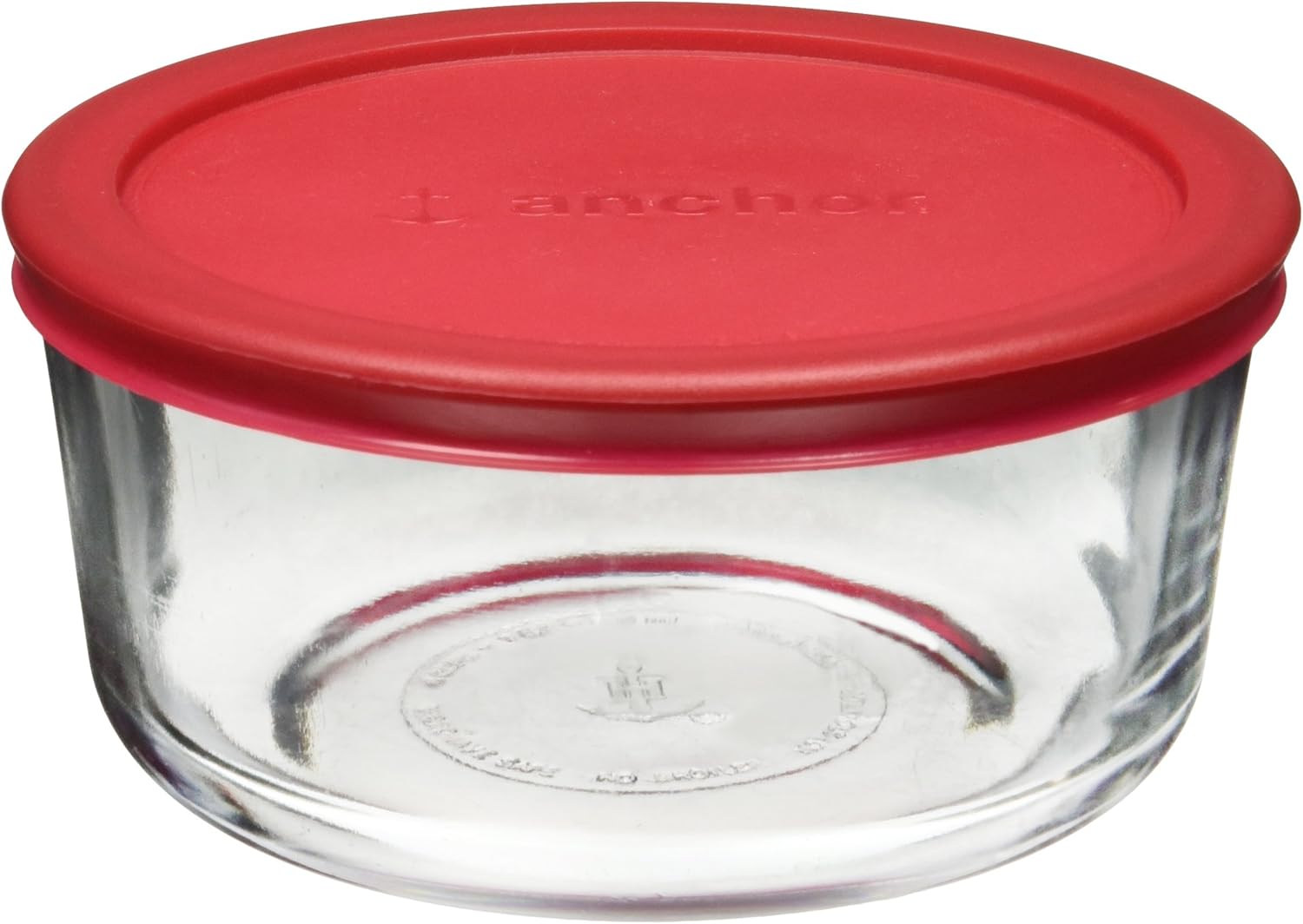 Anchor Hocking Classic Glass Food Storage Container with Lid, Red, 4 Cup