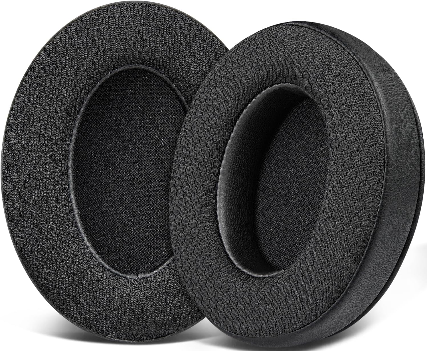SOULWIT Mesh Fabric Replacement Earpads Cushions for HyperX Cloud 1/2/3/Pro/Core/, Cloud Alpha/Flight/Stinger Series, CloudX Stinger/Flight Series Headset - Black