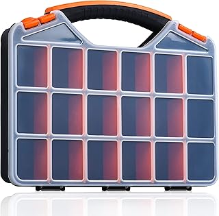 Andalus Storage Box With 18 Compartments - Small Hardware Parts Organizer Box - Made of Durable Plastic - Excellent for Screws Nuts and Bolts (1 Pack (12.75 x 10 x 1.75 Inches))