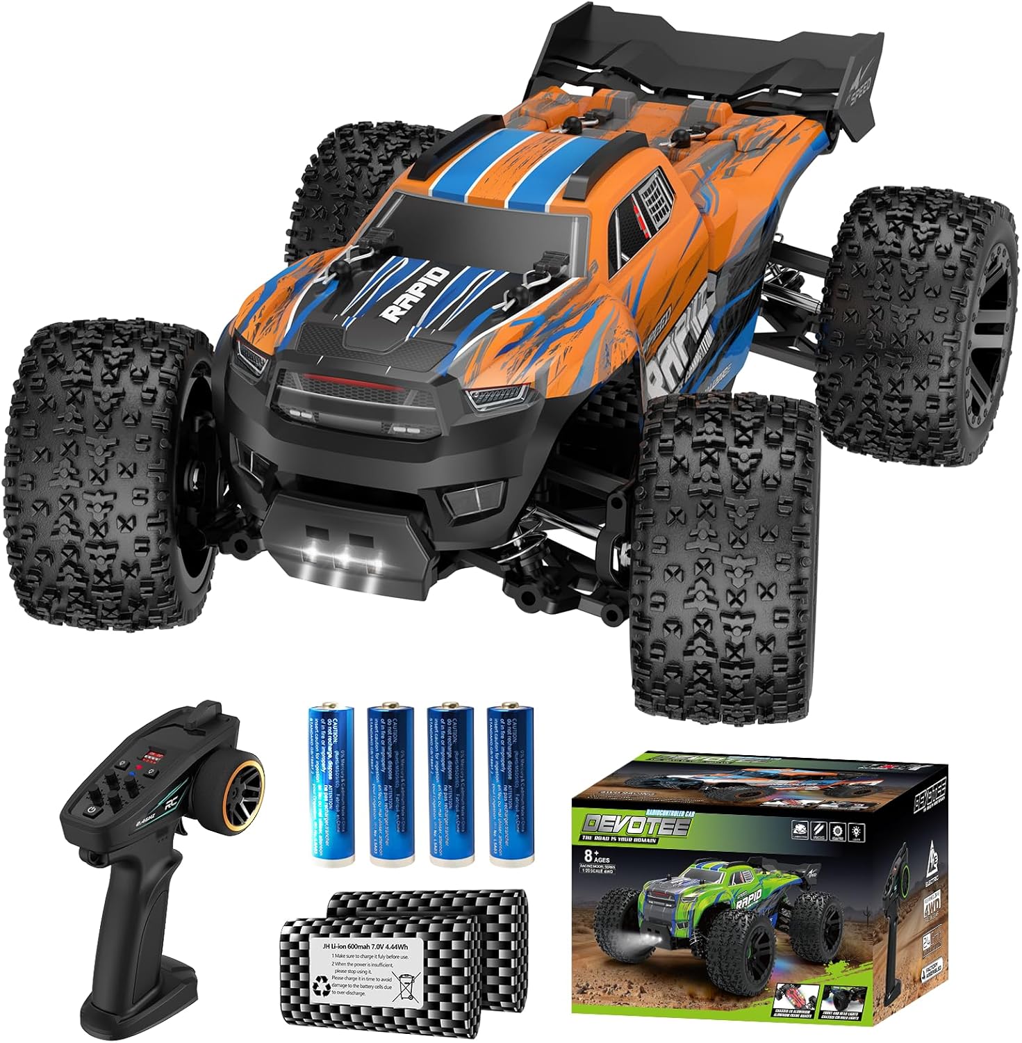 Nikuku Remote Control Car, High Speed All Terrain Off Road Fast RC Cars with 2.4 GHz,1:20 Scale Max 38 KPH 4WD Waterproof Electric RC Truck Toys, Christmas Birthday Gifts for Adults & Teen Boys
