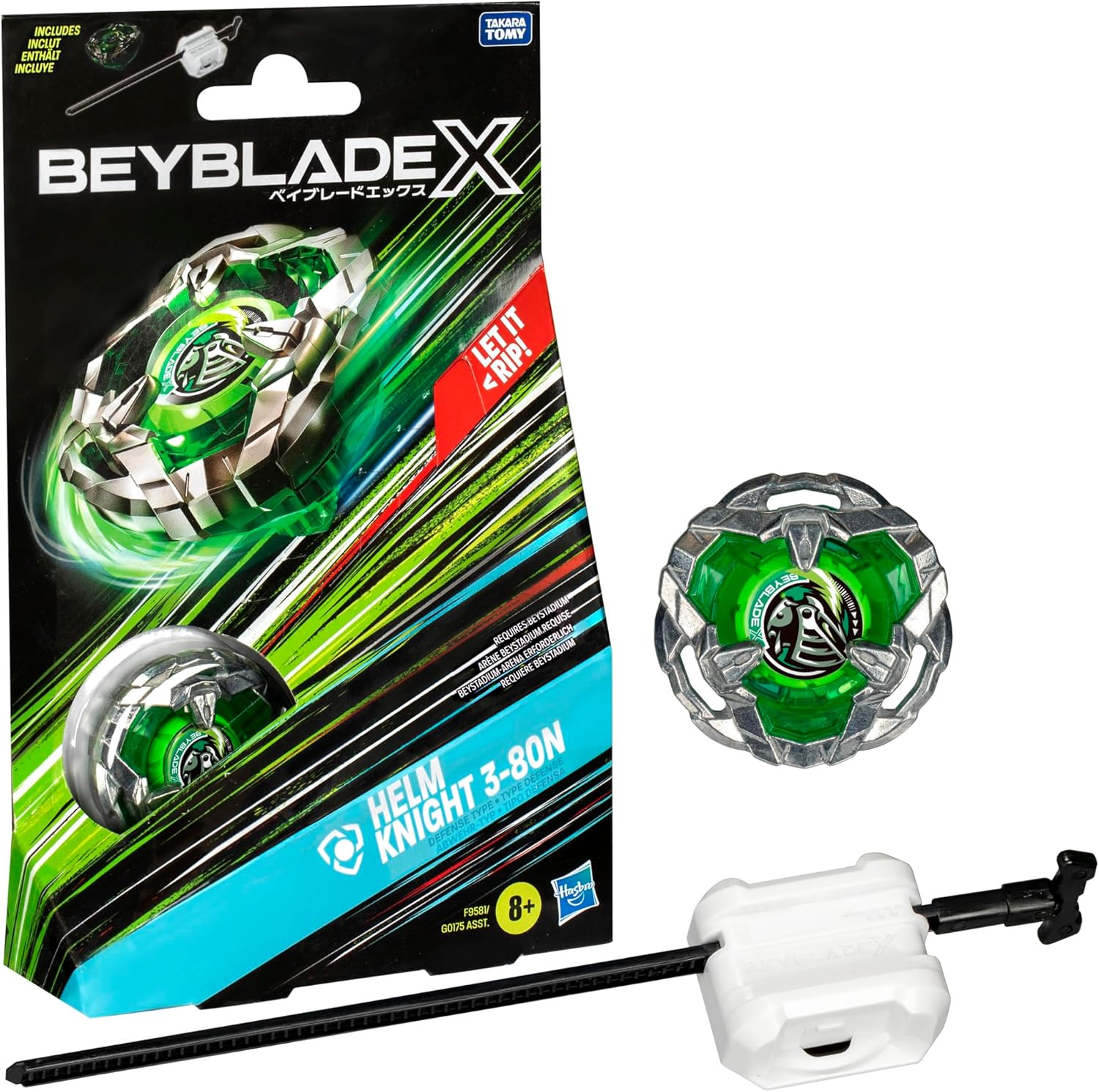 Beyblade X Helm Knight 3-80N Starter Pack Top and Launcher Age 8+