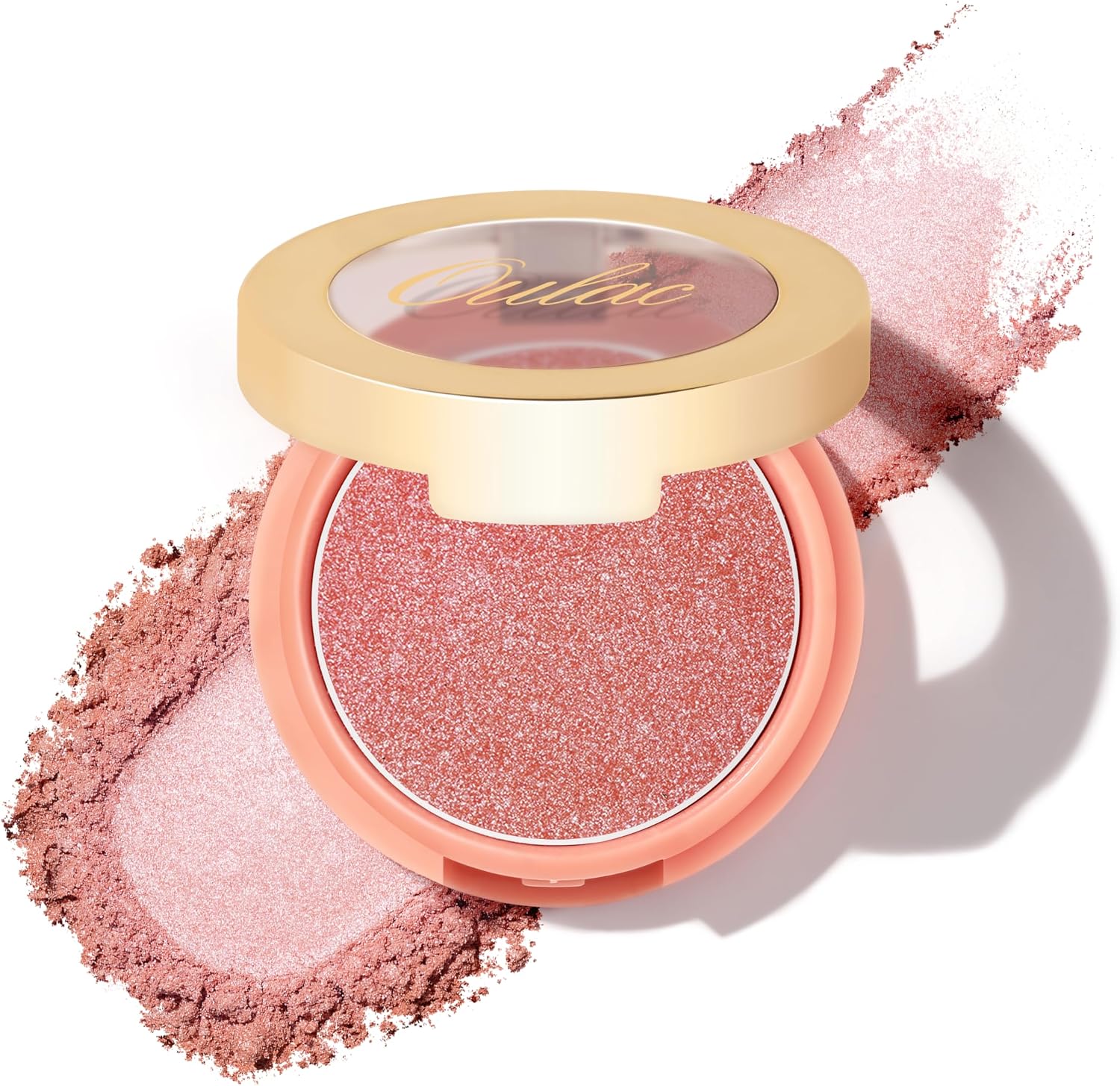 Oulac Pink Shimmer Blusher for Cheeks Make up, Hydrating Long Lasting Blush for Light Skin Tone, Fade & Sweat Resistant, Vegan & Cruelty Free, F06 Pinky Ice