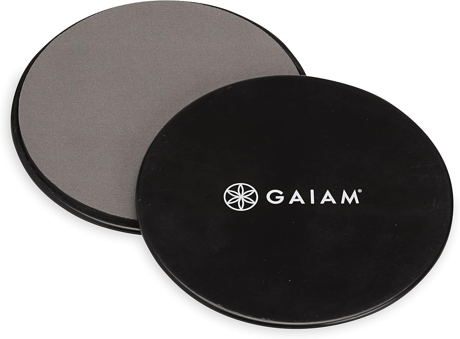 Gaiam Core Sliding Discs - Dual Sided Workout Sliders for Carpet & Hardwood Floor - Home Ab Pads Exercise Equipment Fitness Sliders for Women and Men, Grey/Black