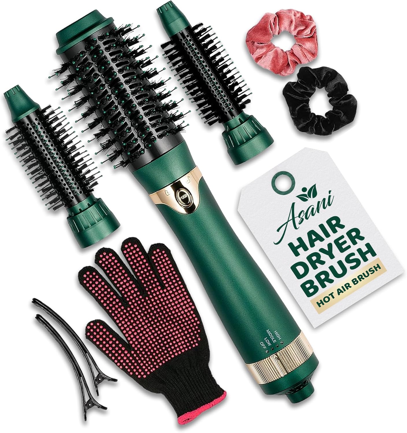 Asani Hot Air Brush, Multipurpose Blow Dryer Brush - Interchangeable Heads