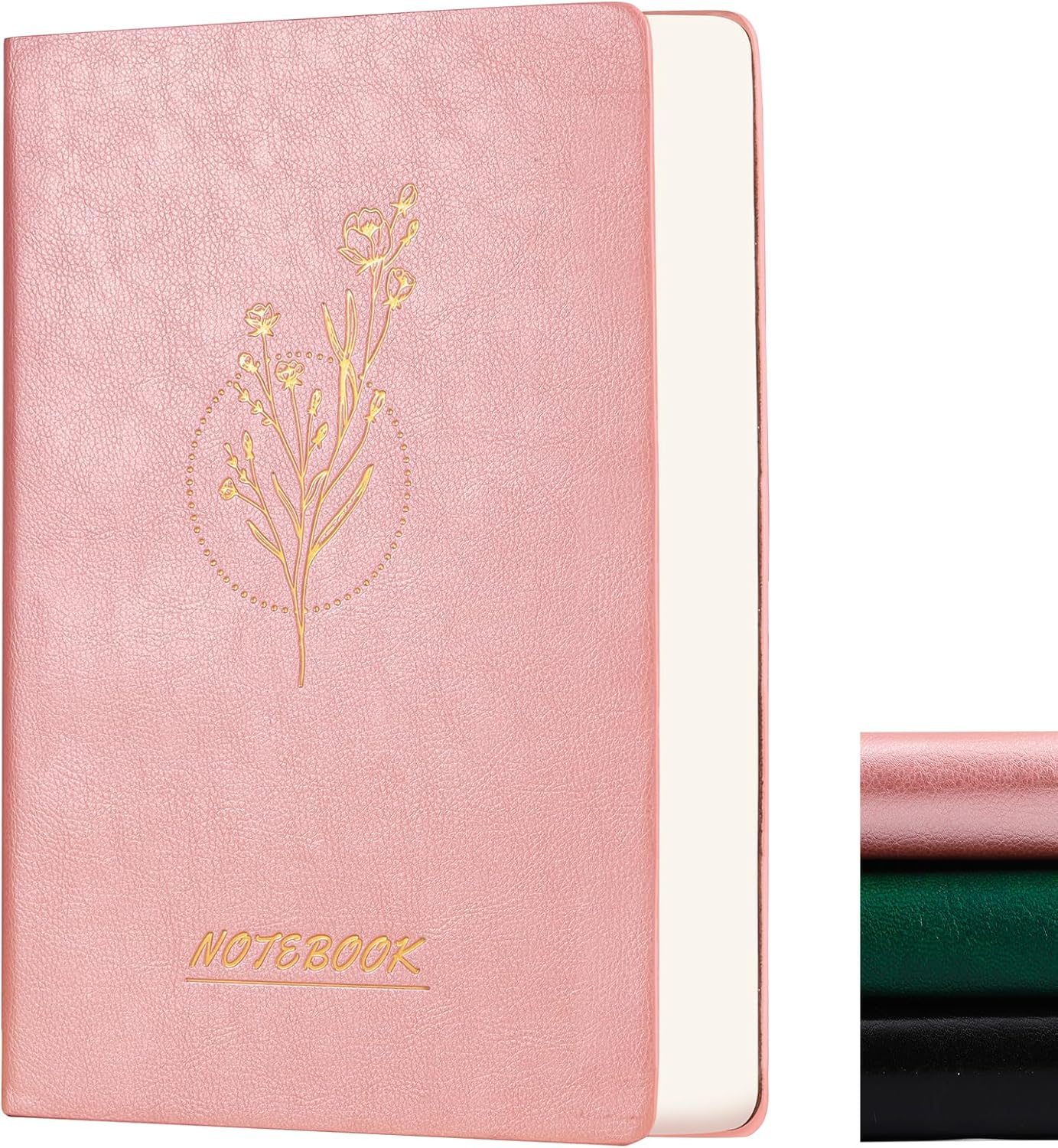 Fetinar Aesthetic Lined Journal Notebook for Women,300 Pages Softcover Leather Lined Journal Notebook,300 Pages Daily Journal, College Ruled Notebook for Work School, Note Taking 5.75'' X 8.38'' Pink