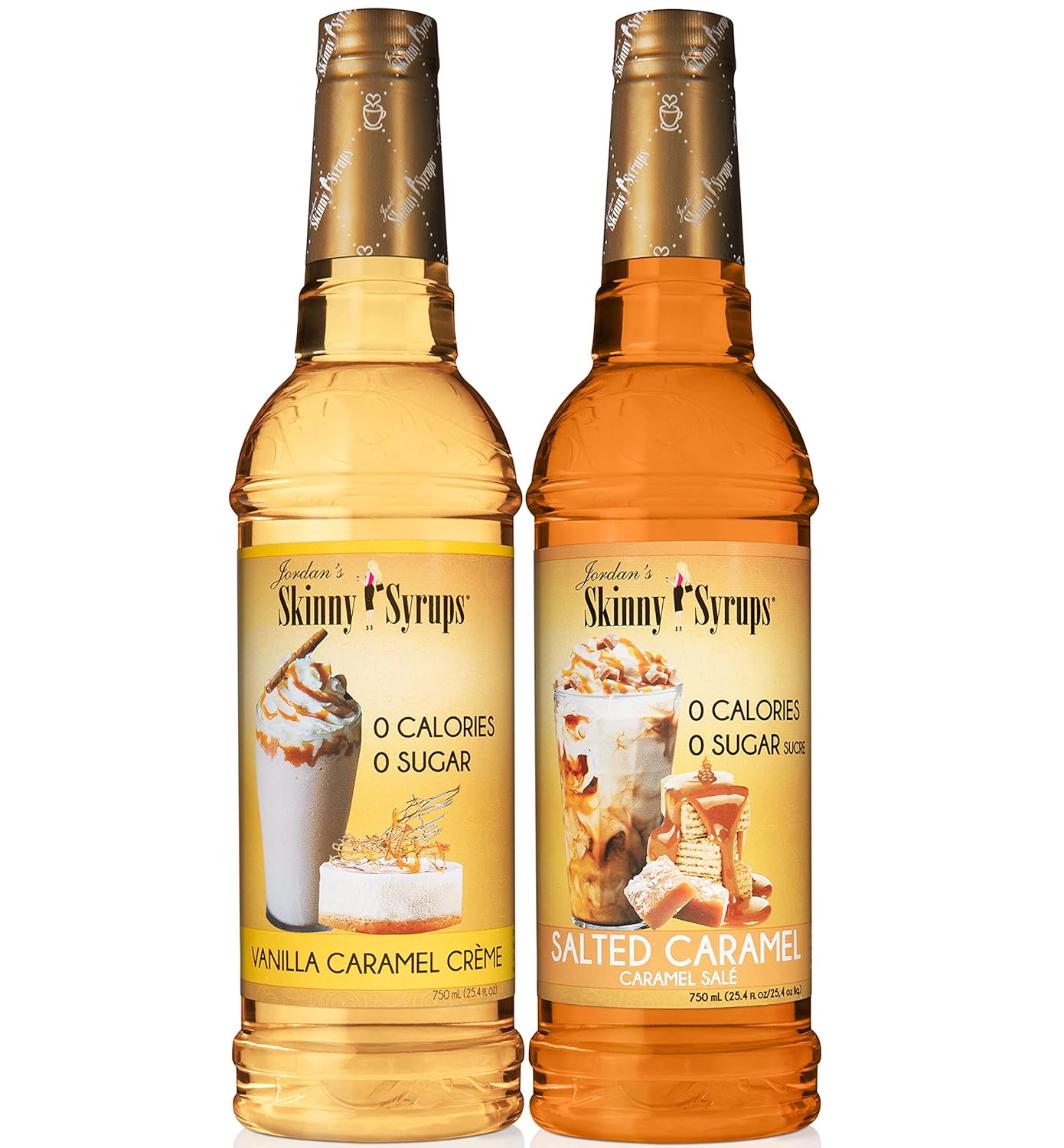 Jordan's Skinny Gourmet Syrups Vanilla Caramel Creme and Salted Caramel 25.4 Fluid Ounce (Bundle of 2)