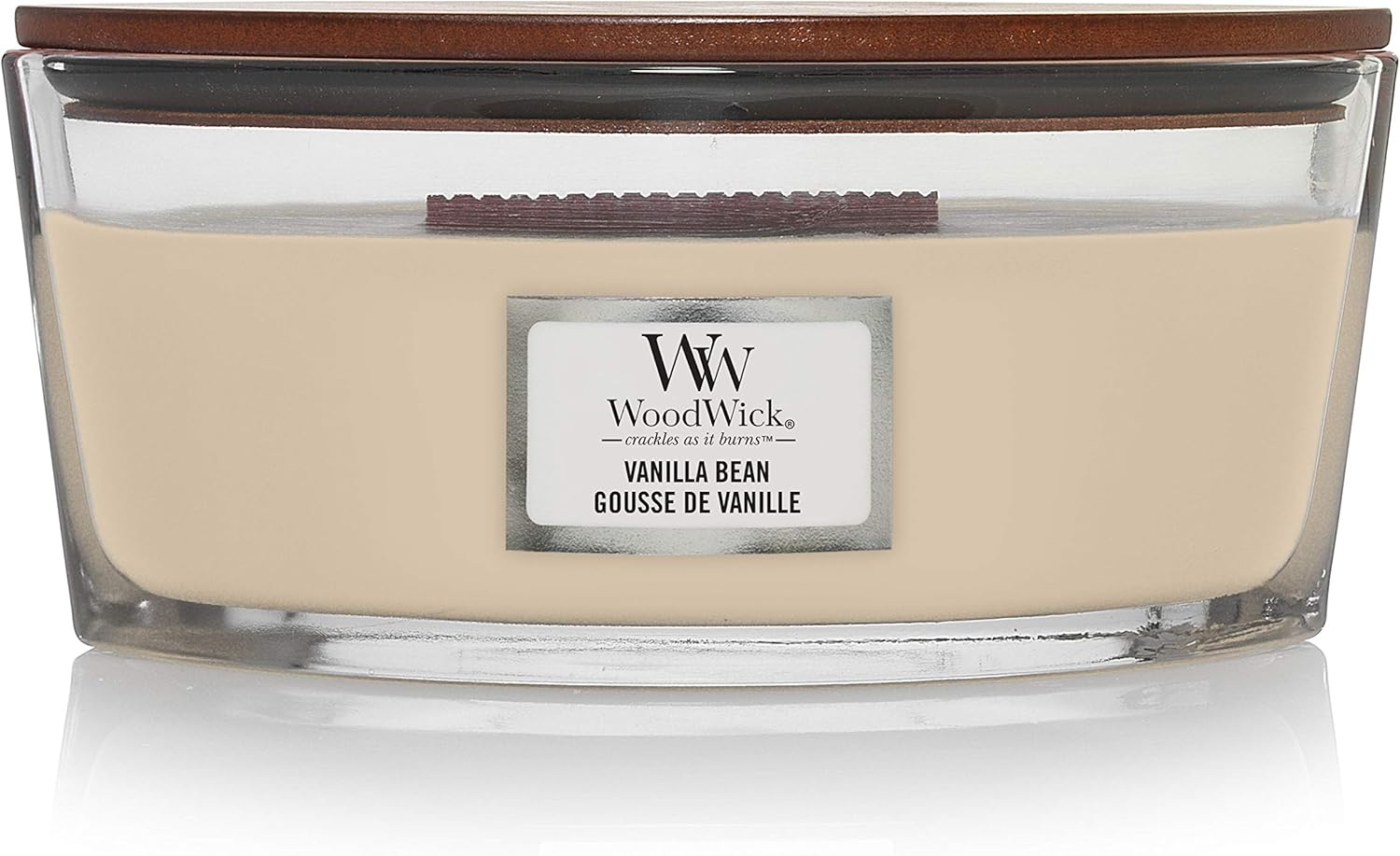WoodWick Ellipse Scented Candle | Vanilla Bean | with Crackling Wick | Burn Time: Up to 50 Hours