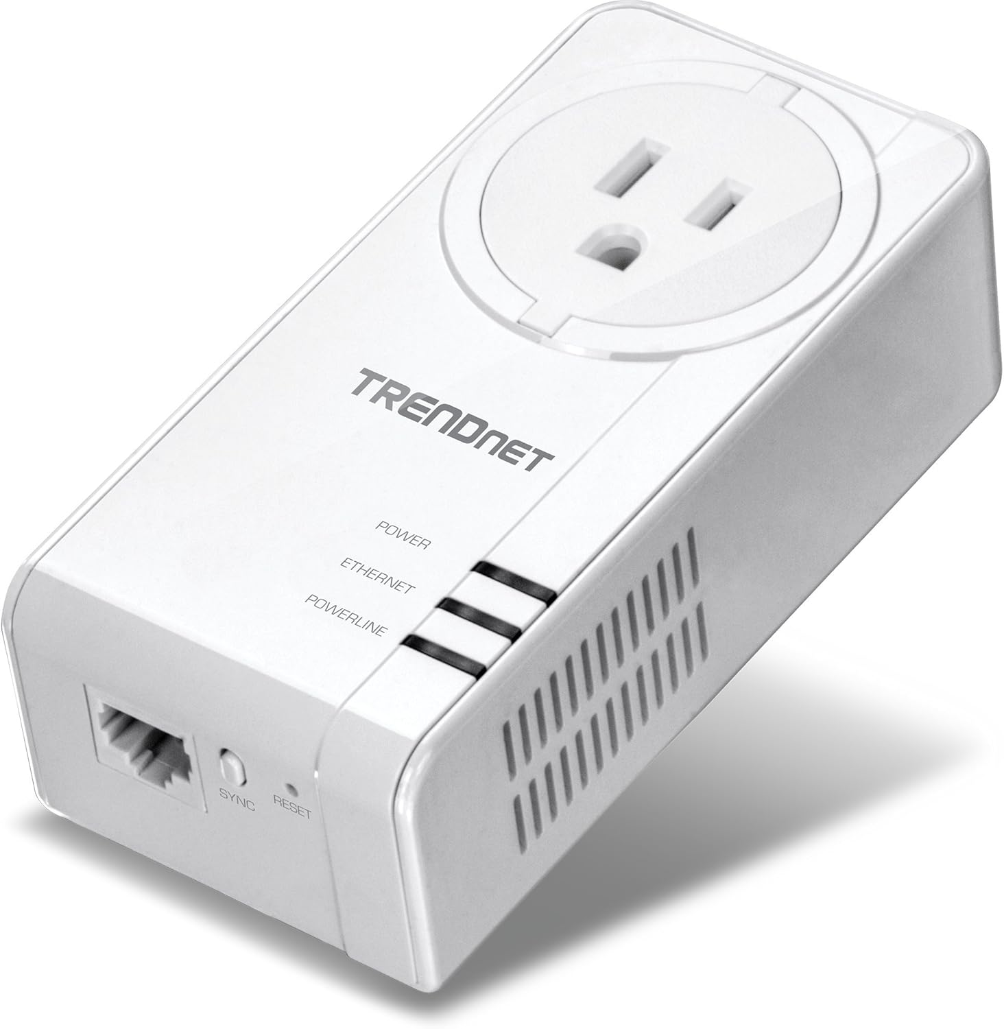 TRENDnet Powerline 1300 AV2 Adapter with Built-in Outlet, Gigabit Port, IEEE 1905.1 & IEEE 1901, Range Up to 300m (984 ft.), TPL-423E, White