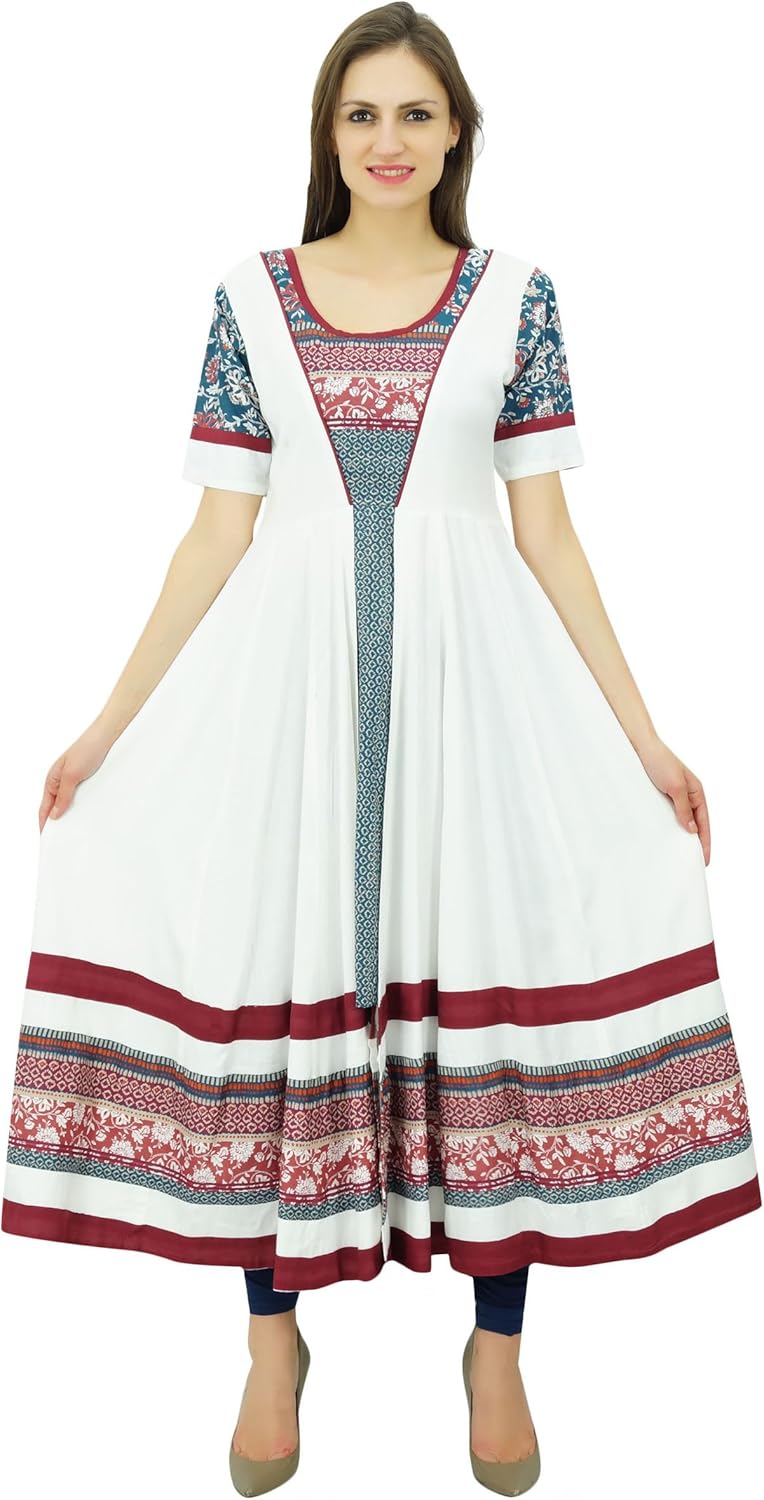 Bimba Women's Long A-Line Anarkali Kurti Ladies Summer Kurta Costom Maxi Dress