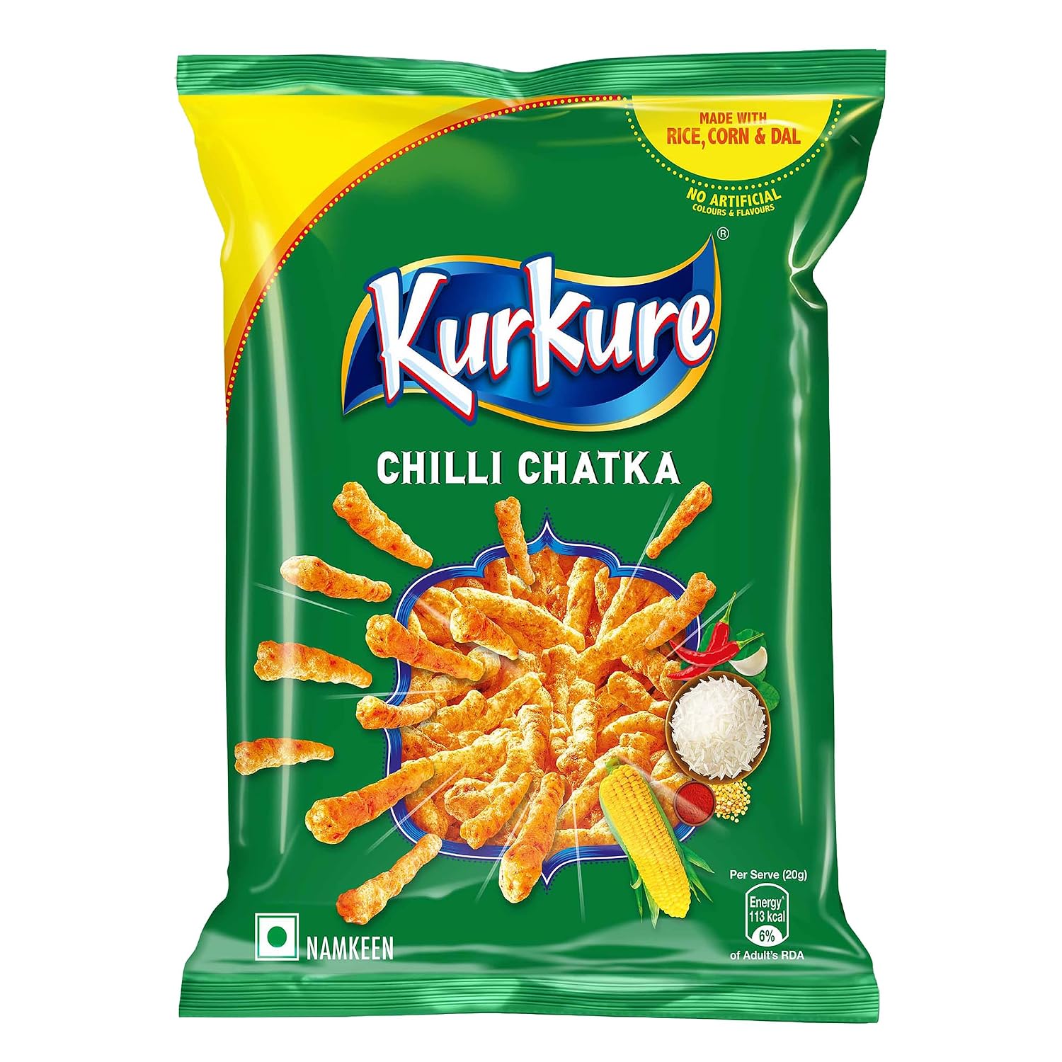 Kurkure Namkeen - Chilli Chatka - 94 g Pack - India