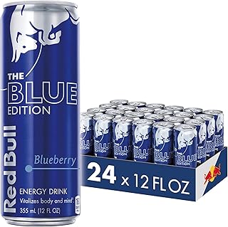 Red Bull Blue Edition Energy Drink, Blueberry, with 114mg Caffeine plus Taurine & B Vitamins, 12 Fl Oz, Pack of 24 Cans