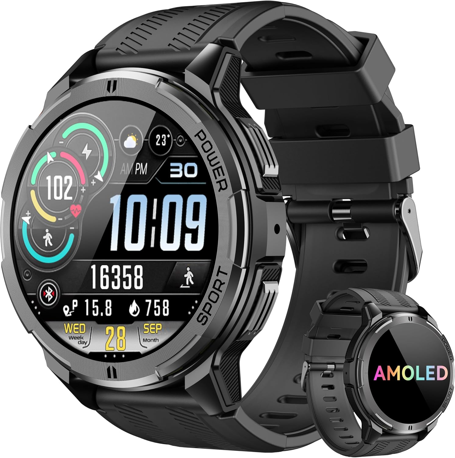 OUKITEL Smart Watch for Men, Mens Smart Watches 1.43" AMOLED, IP68 Waterproof Smartwatch with Bluetooth Call, Fitness Watch with Heart Rate SpO2 Sleep Monitor, 100+ Sports Mode, for Android iOS