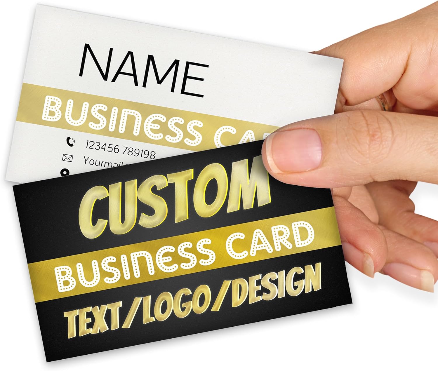 Business Cards Personalised, Custom Business Cards with Your Logo/Text/Photo Design, Double-Sided Waterproof 3.6"X2.1", Personalised Card for Small Business Thank You Cards Loyalty Card