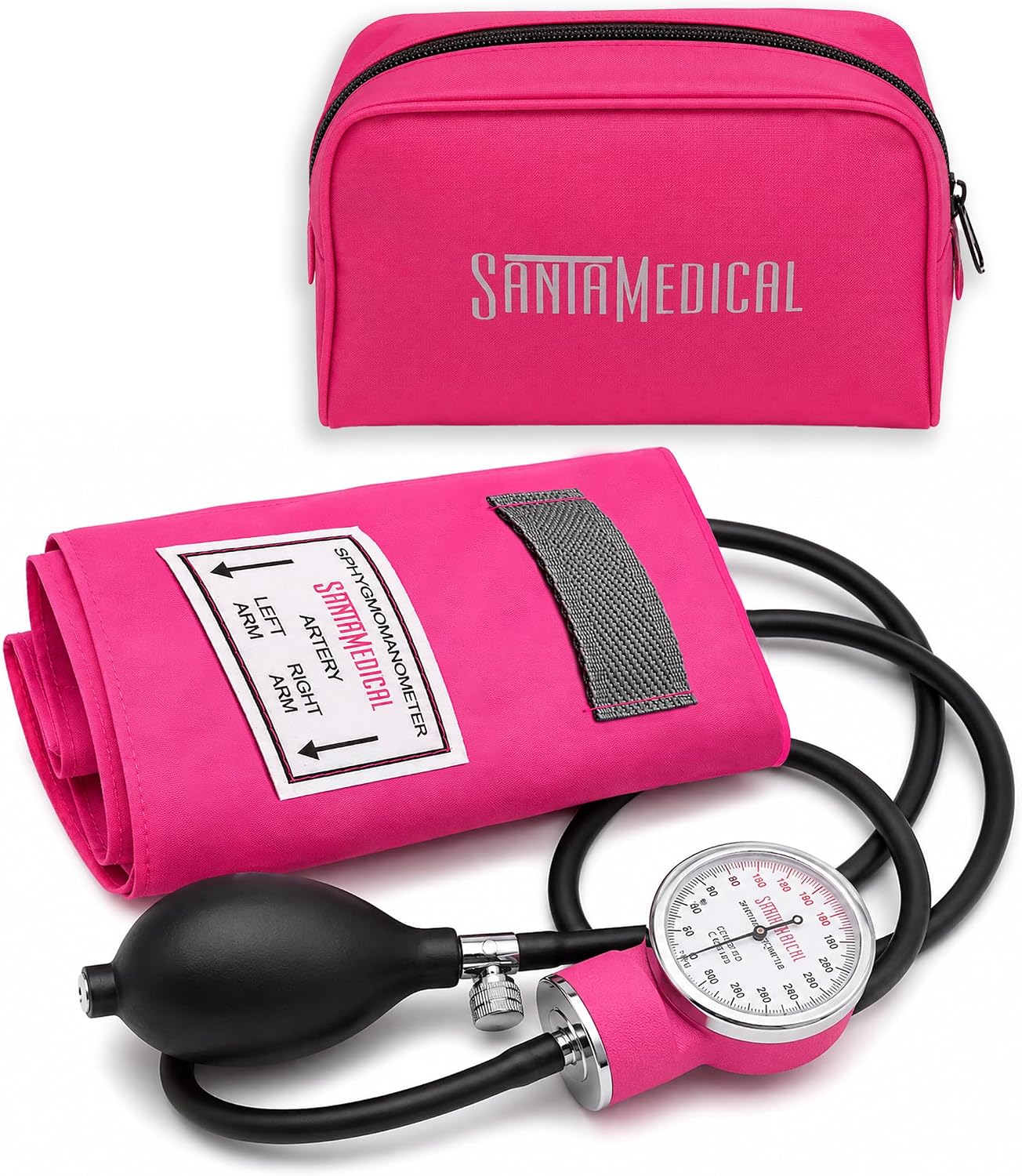 Santamedical Aneroid Sphygmomanometer - Bp Cuff Without Stethoscope - Pink