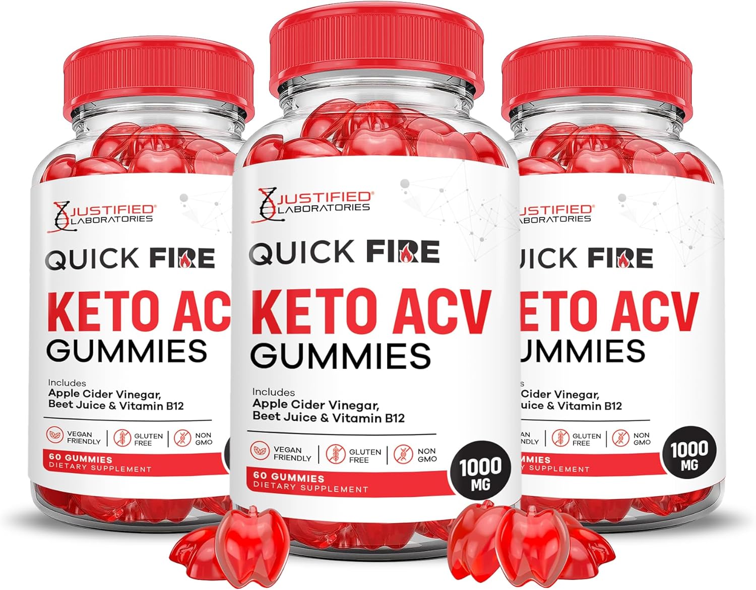 (3 Pack) Quick Fire Keto ACV Gummies Advanced Formula 1000MG QuickFire Keto Gummies Apple Cider Vinegar Formulated with Pomegranate Beet Juice Powder B12 Vegan Non GMO 180 Gummys