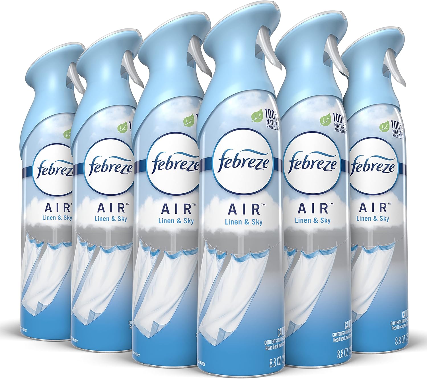 Febreze Air Freshener Spray and Odor Fighter for Strong Odor, Linen & Sky Scent, 8.8 Oz (Pack of 6)