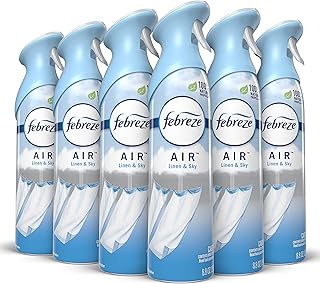 Febreze Air Freshener Spray and Odor Fighter for Strong Odor, Linen & Sky Scent, 8.8 Oz (Pack of 6)