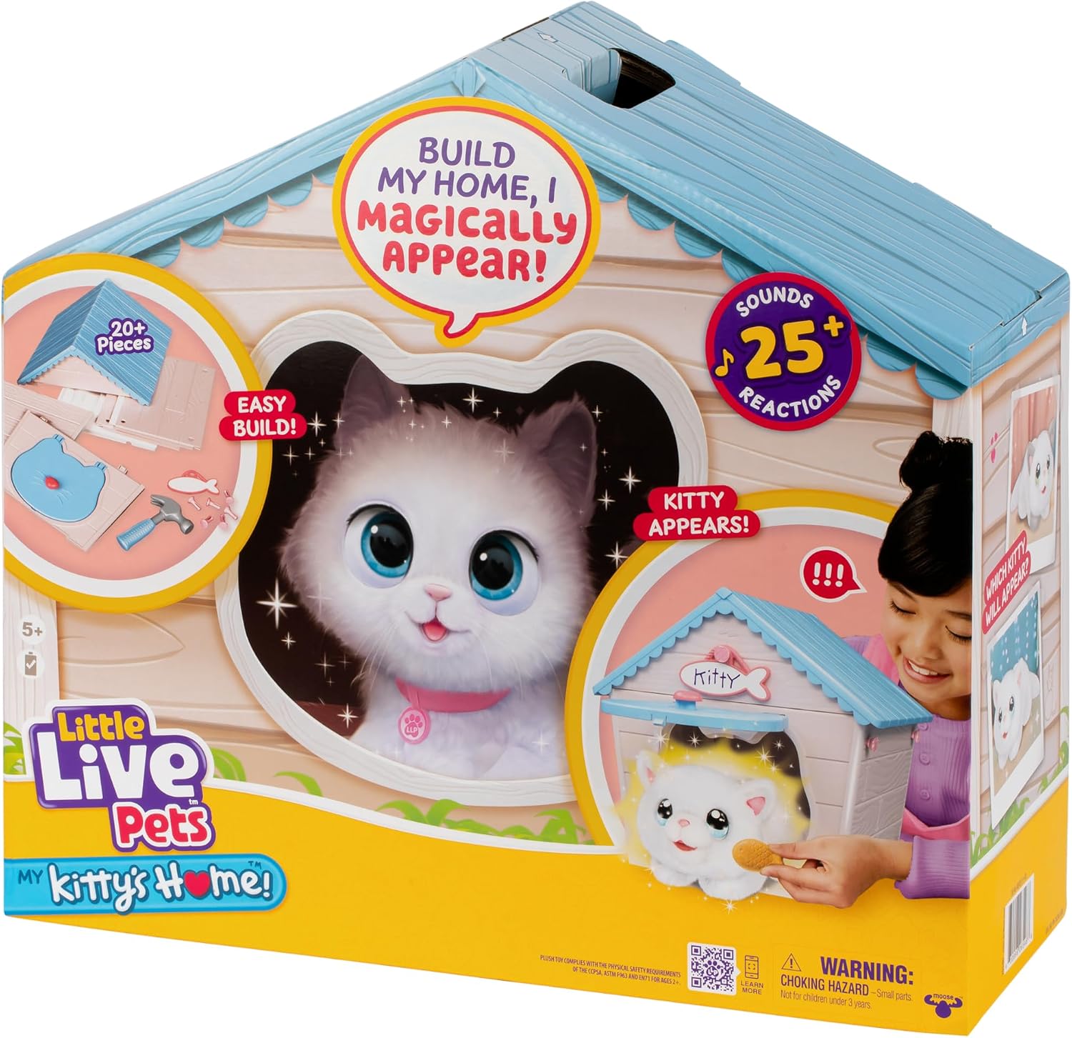 Little Live Pets Cat Figurines for Kids, Interactive Hutch Animal Playset with 25+ Sounds, Outdoor Toys for 5+ Year Old Girls