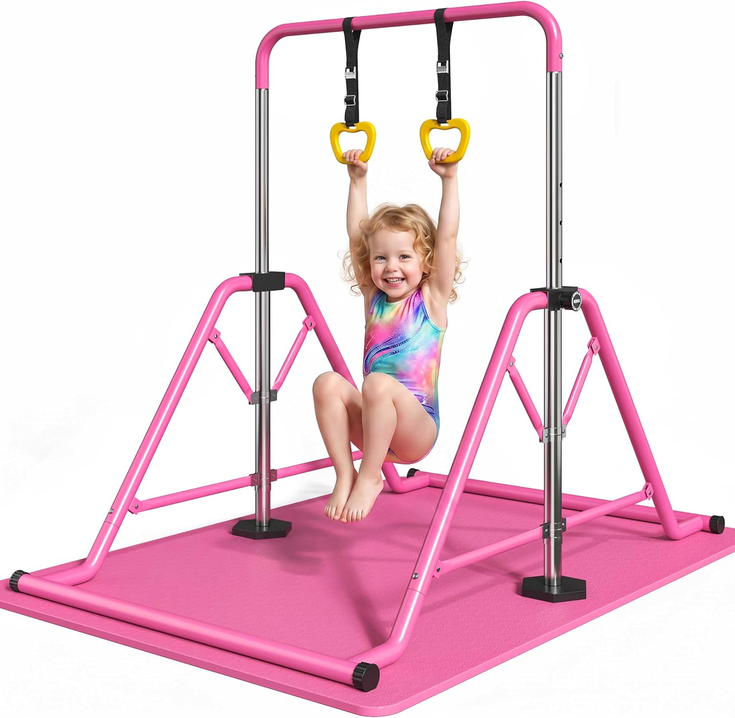 Expandable Gymnastics Bars 45''-61'' with Side Support Bars for Kids