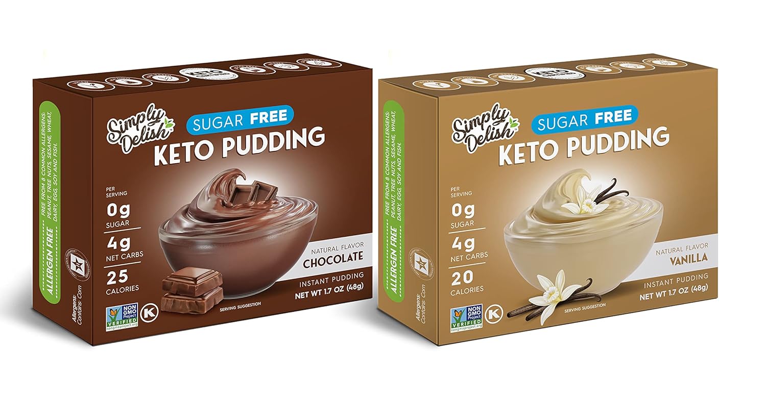 Simply Delish Natural Pudding and Pie Filling Variety Pack, 1 Chocolate and 1 Vanilla, 2 CT