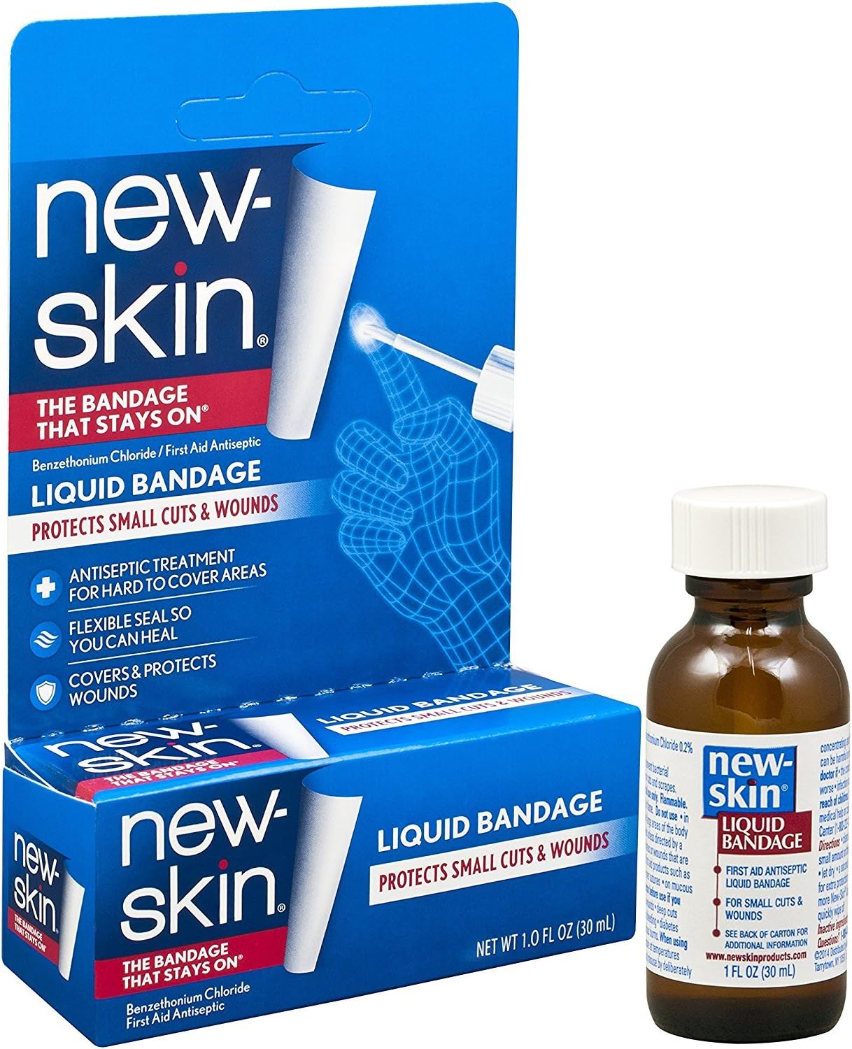 New-Skin Liquid Bandage, Waterproof Bandage for Scrapes and Minor Cuts, 1 fl oz (Pack of 2)