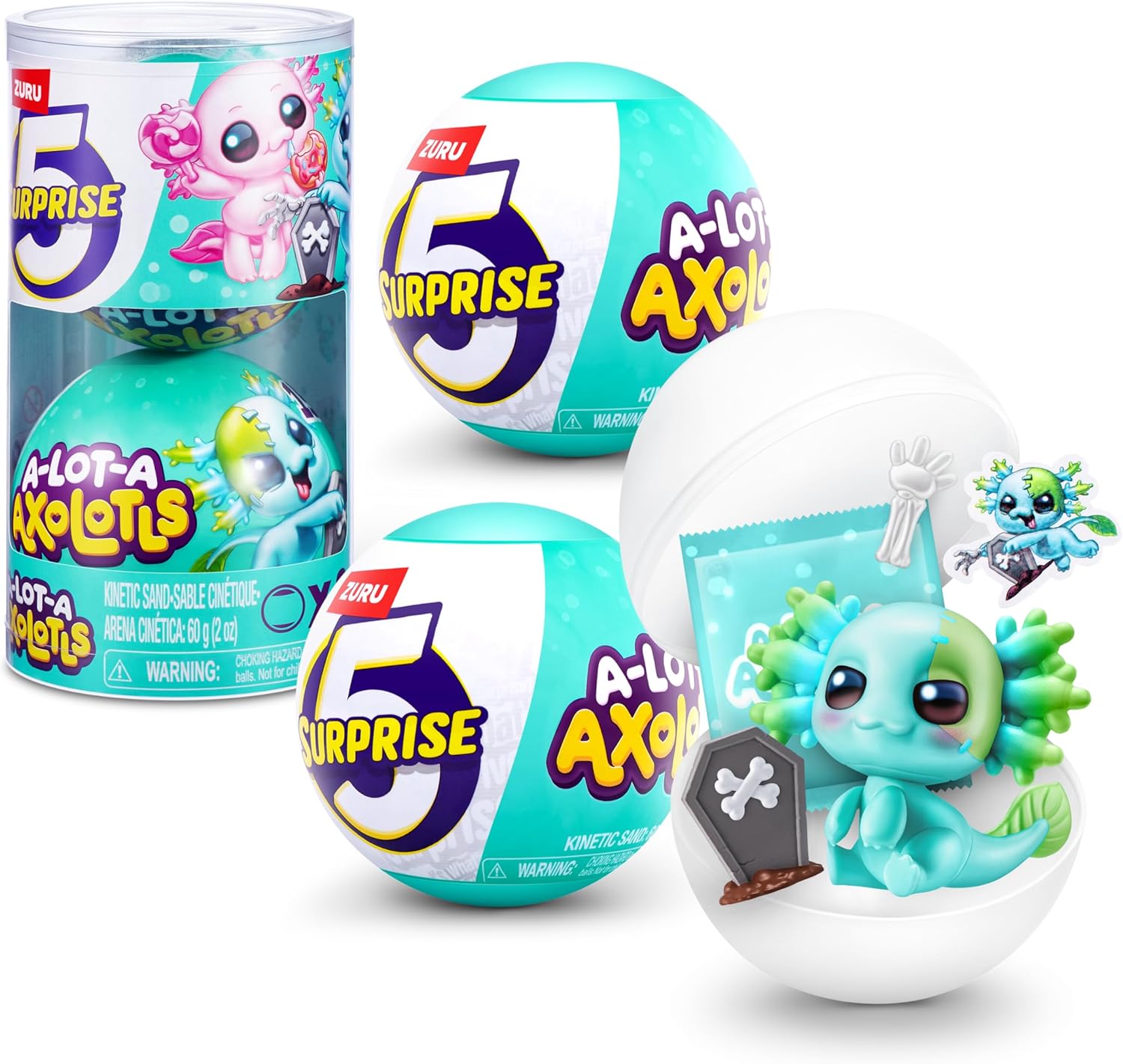 5 Surprise A-LOT-A AXOLOTLS by ZURU (2 Capsules), UNBOX and REVEAL a Surprise Themed Axolotls with 5 Unique Accessories and Play Accessories, Fun, Imaginative Toys for Kids