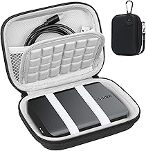 Lacdo Hard Drive Carrying Case for Toshiba Canvio Basics/Canvio Flex/Canvio Advance/Canvio Gaming Portable External Hard Drive 1TB 2TB 3TB 4TB 2.5 inch HDD Shockproof Travel Bag, Black+Gray