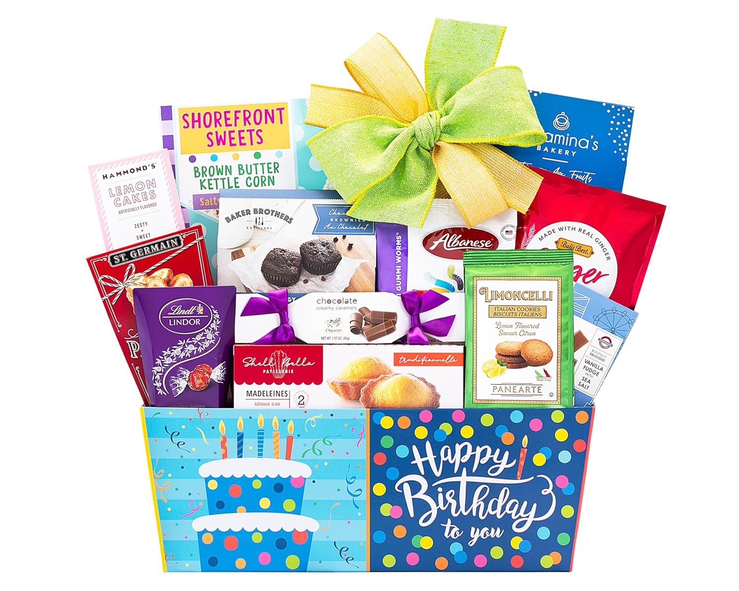 Happy Birthday Gift Basket by Wine Country Gift Baskets Sweet and Savory Treats for Parties, Best Wishes, Birthday Presents for Women, Men, Mom, Dad, Her, classmate, co-worker, student