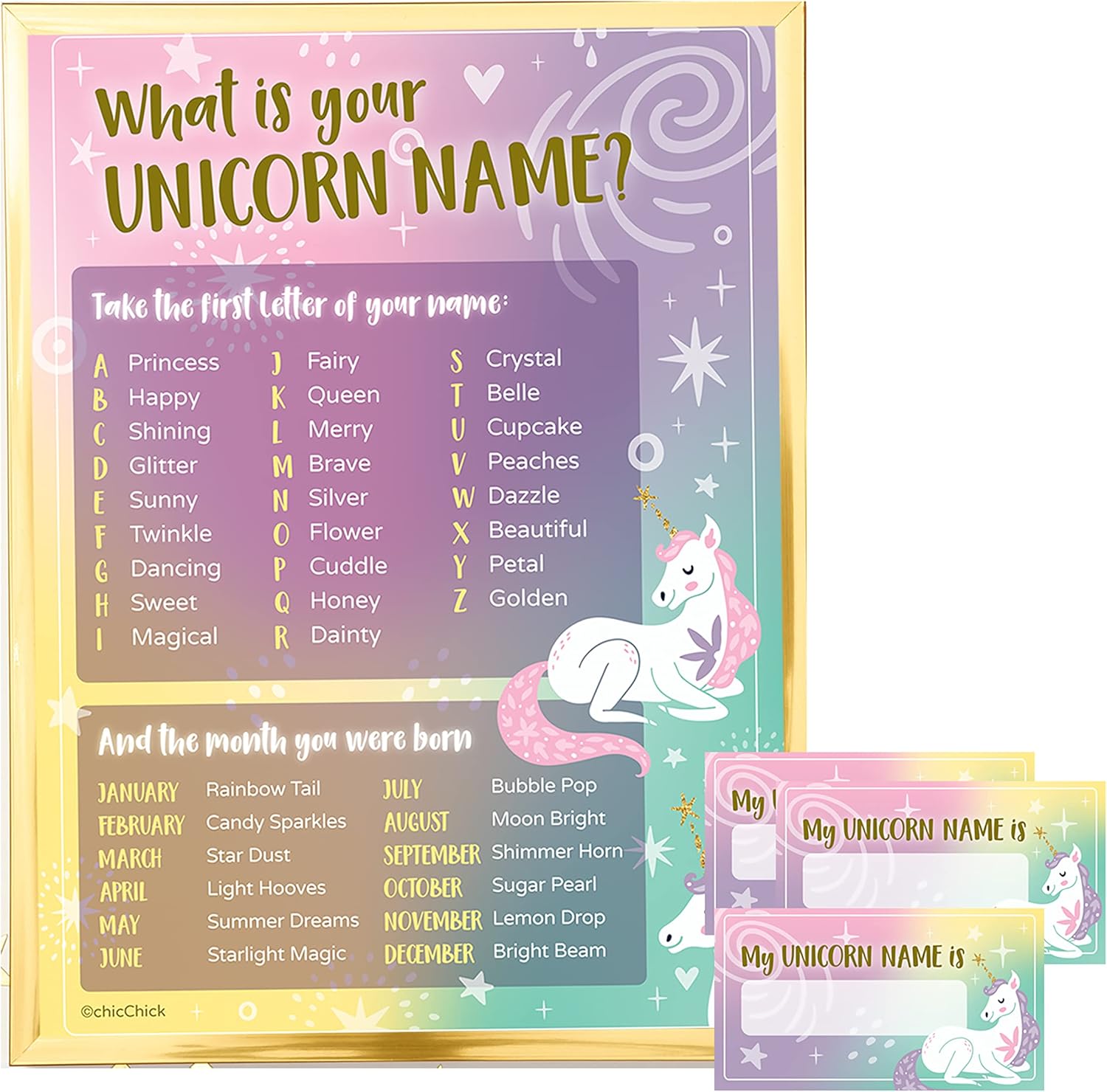 "What's your Unicorn Name?" Party Game, Unicorn Party Activities, Unicorn Party Games, Unicorn Party Games for Girls age 4, 5, 6, 7, 8 (up to 20 players), 1.00)