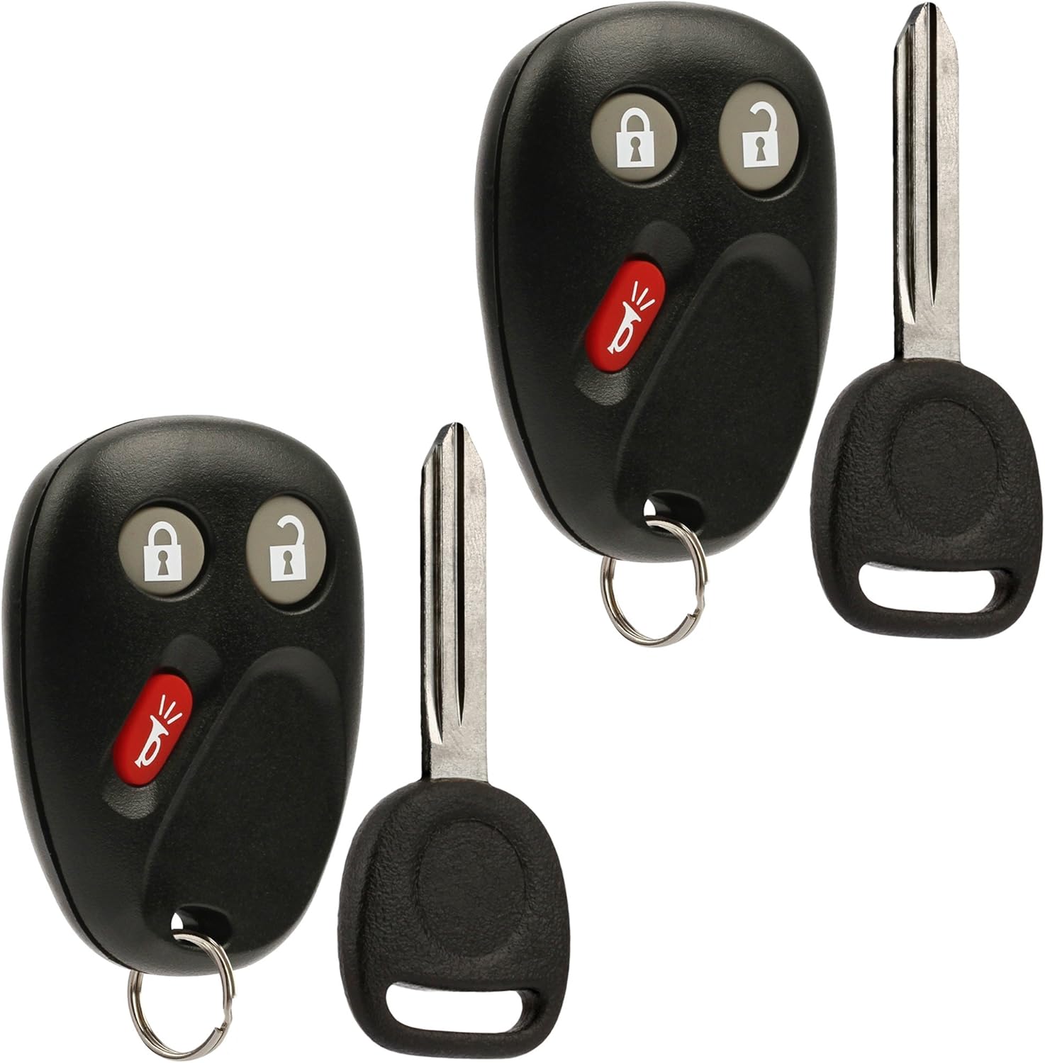 Key Fob Keyless Entry Remote with Ignition Key fits 2003-2006 Chevy Avalanche Equinox Silverado SSR Suburban Tahoe / GMC Sierra Yukon / Hummer H2 / Pontiac Torrent / Saturn Vue (LHJ011), Set of 2
