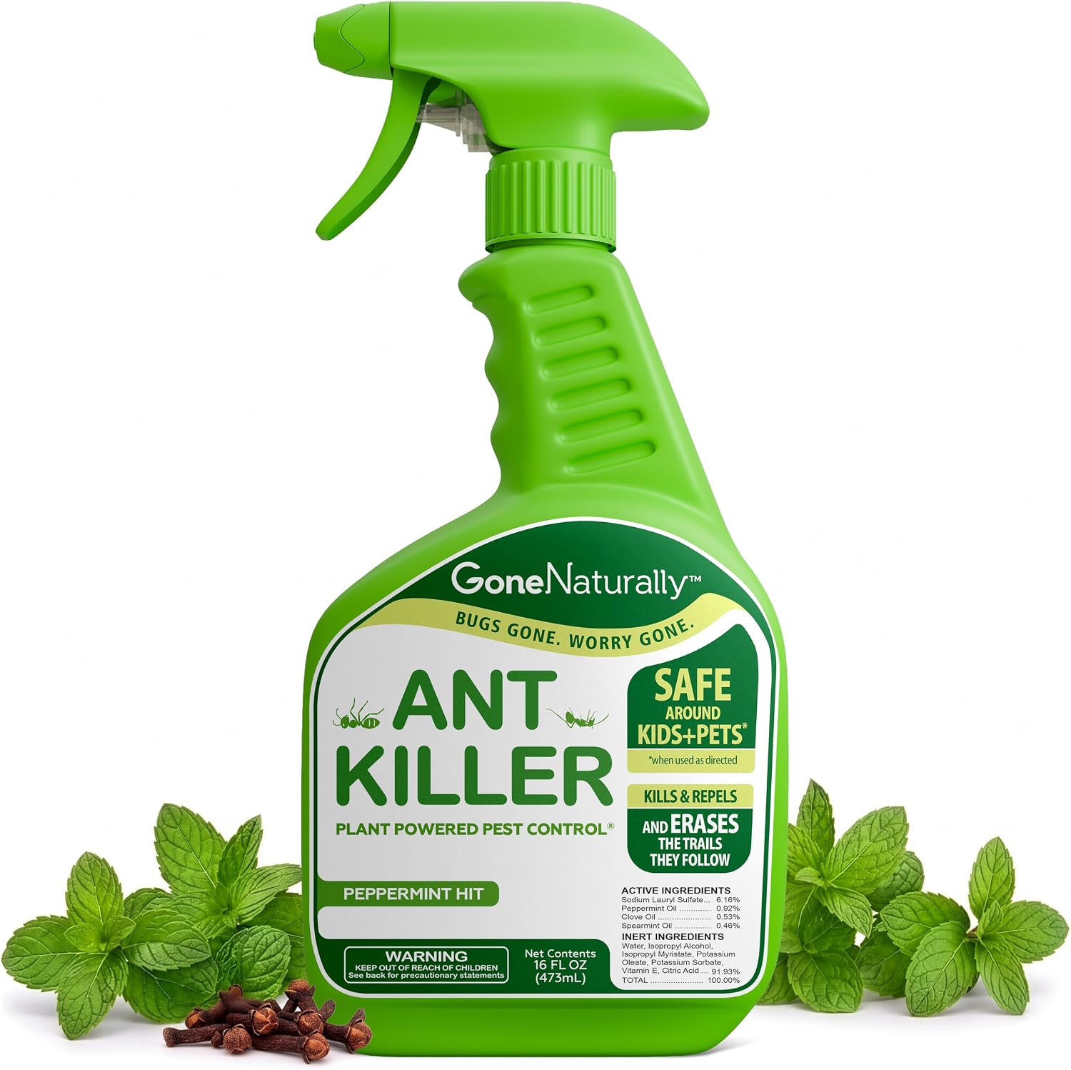 Ant Killer – Indoor & Outdoor Ant Killer Spray for Carpenter, Pavement & Little Black Ants – Peppermint Oil Ant Spray & Ant Repellent for Home – Safe Around Kids & Pets (16oz)