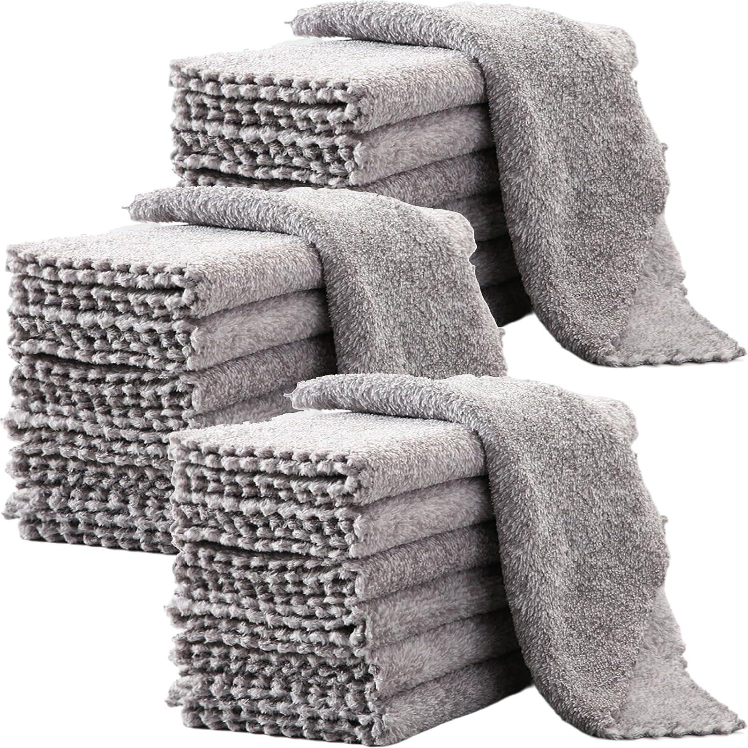 20 Pack Kitchen Dish Cloths Super Absorbent Coral Fleece Dish Cloths, Reusable Washable Fast Drying Rags, Nonstick Oil Microfiber Lint-Free Kitchen Cleaning Towels for Furniture Car Tea Bowl 10 x 10"