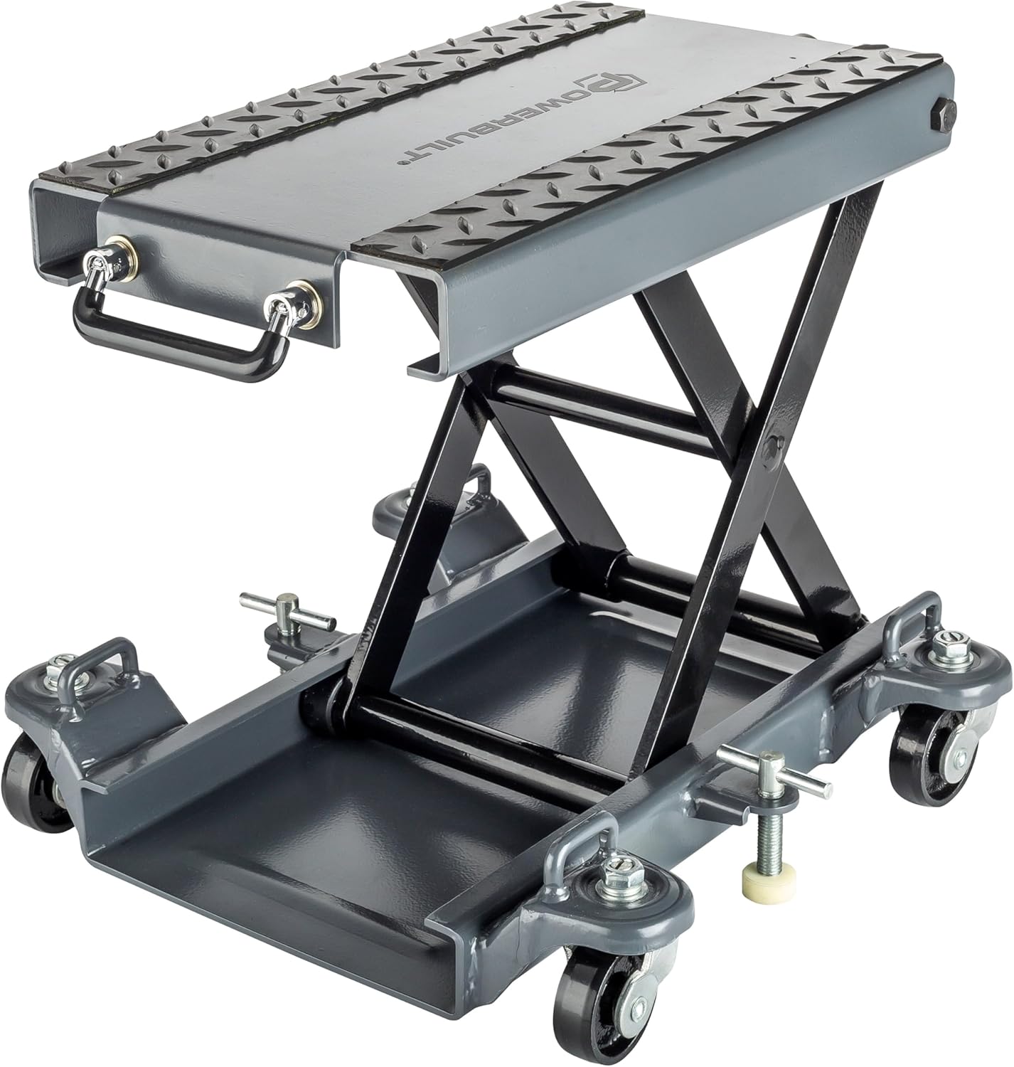 Powerbuilt Deluxe Motorcycle and Utility Lift, Lock Wheels, Strap Hooks, Transmissions, ATV, Hand Driven or Power Tool - 941877ECE