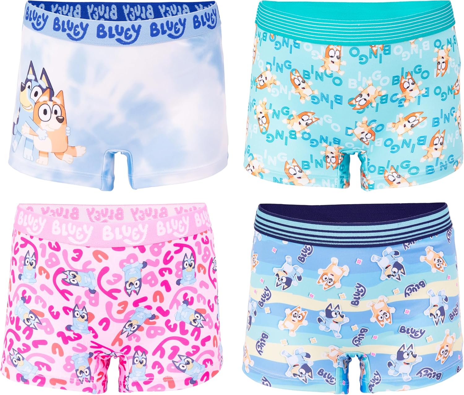 Bluey Girls' Amazon Exclusive Panties and Girlshort with Bingo, Bandit and More, Sizes 2/3t-8