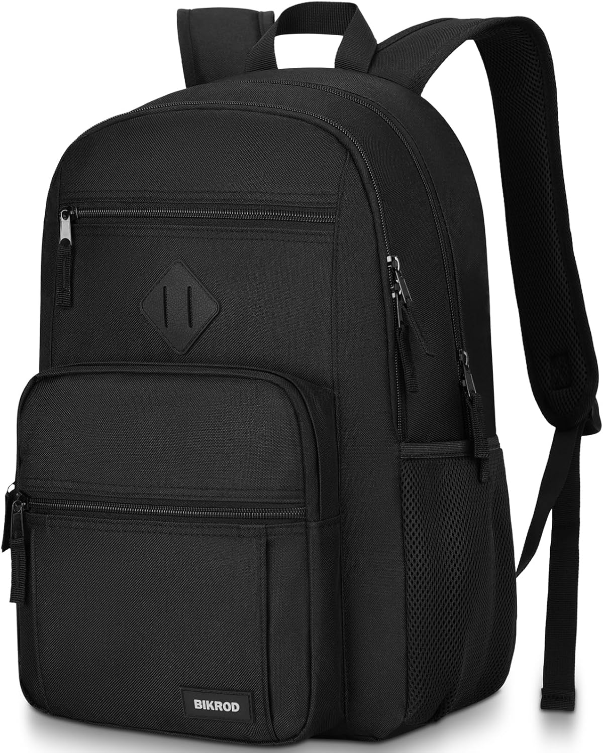 BIKROD Black Backpack for Men and Women, Backpack for School Teens Boys and Girls, Lightweight Casual High School Bookbag, Daily-use Travel Laptop Backpack Fits 15.6 Inch Notebook