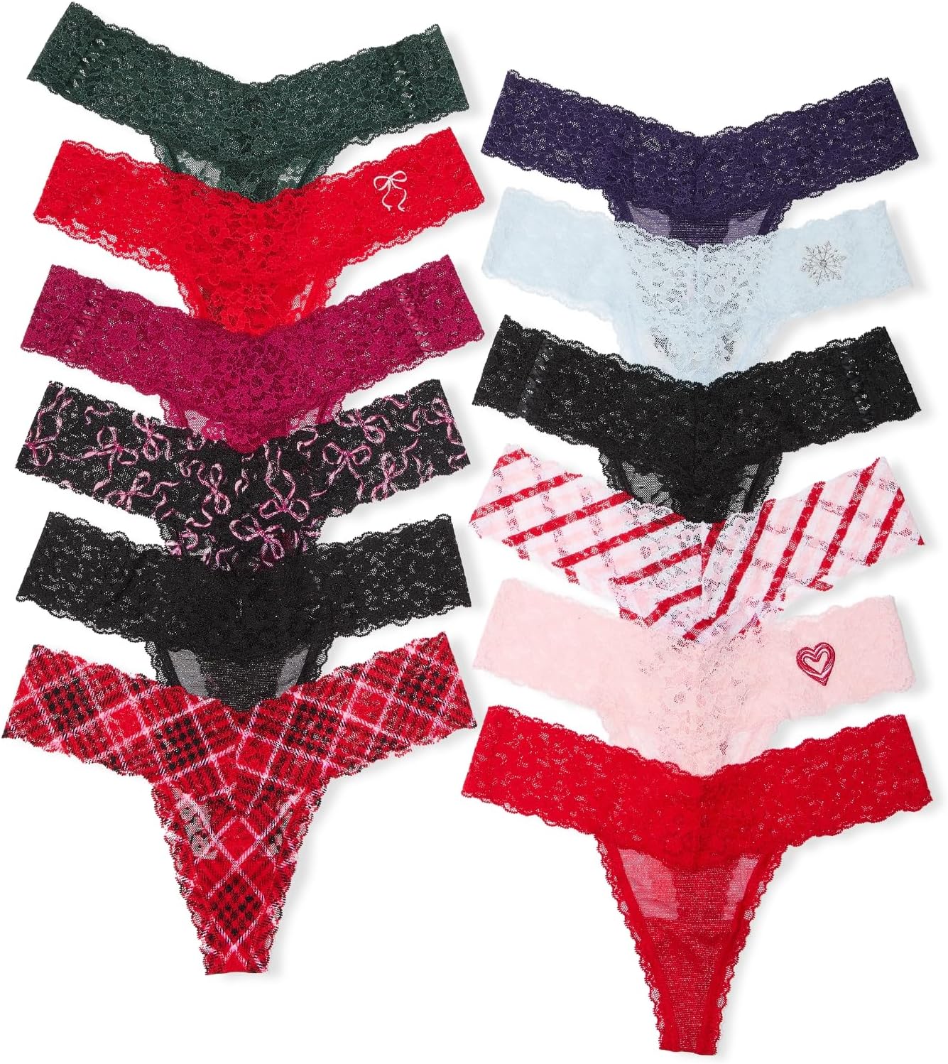 Victoria's Secret Women's Lace Thong Underwear, Panties for Women, Multi Pack (XS-XXL)