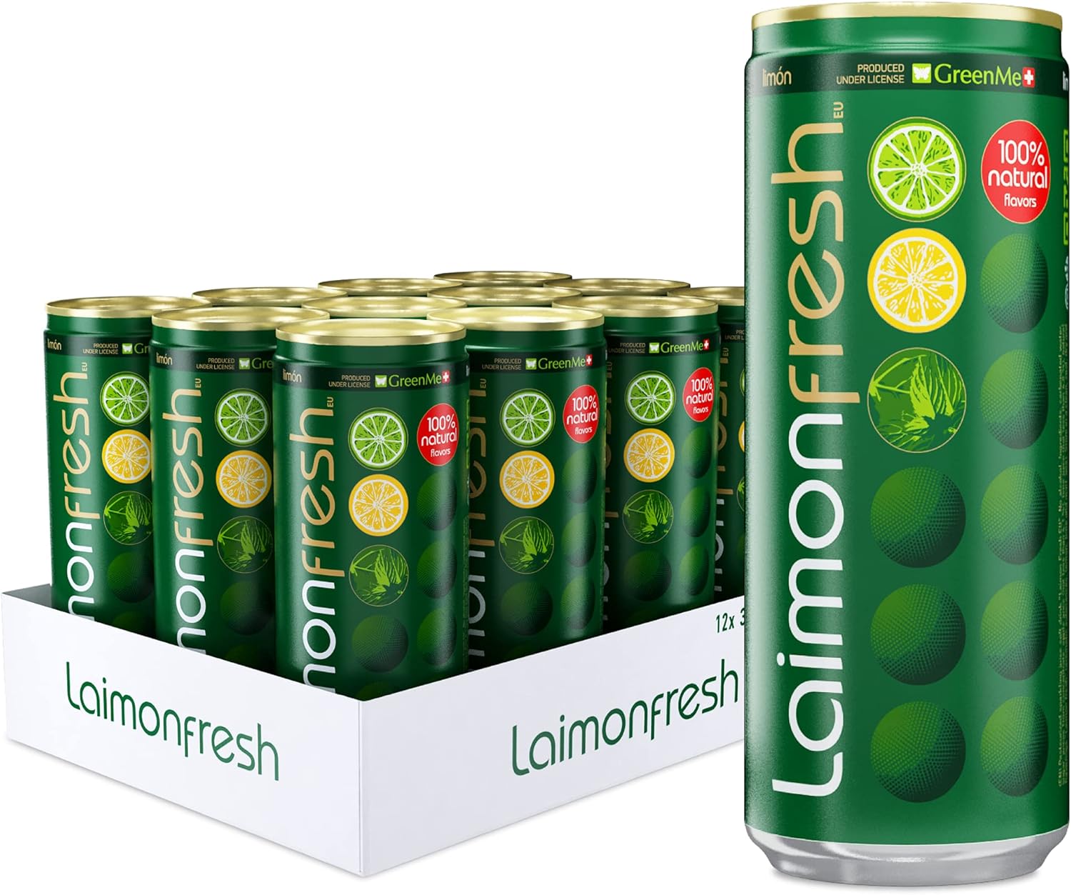 Laimon Fresh Fizzy Drink, Lemon, Lime, and Mint Sparkling Soda, 330 ml Cans, 12-Pack
