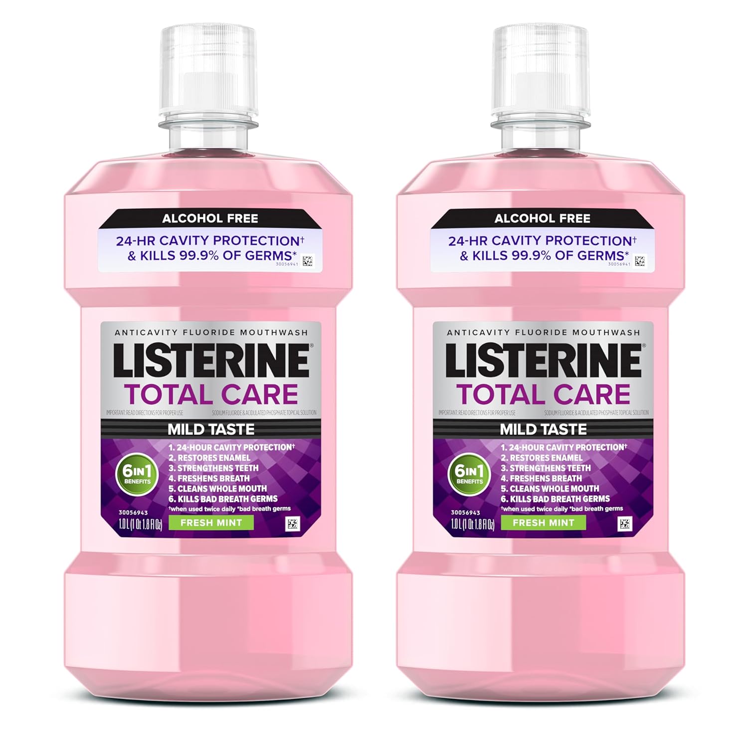 Listerine Total Care Alcohol Free Mouthwash, Fresh Mint, 1L, Pack of 2