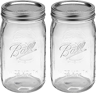 Ball Quart (32oz) Jar with Silver Lid, Wide Mouth, Set of 2