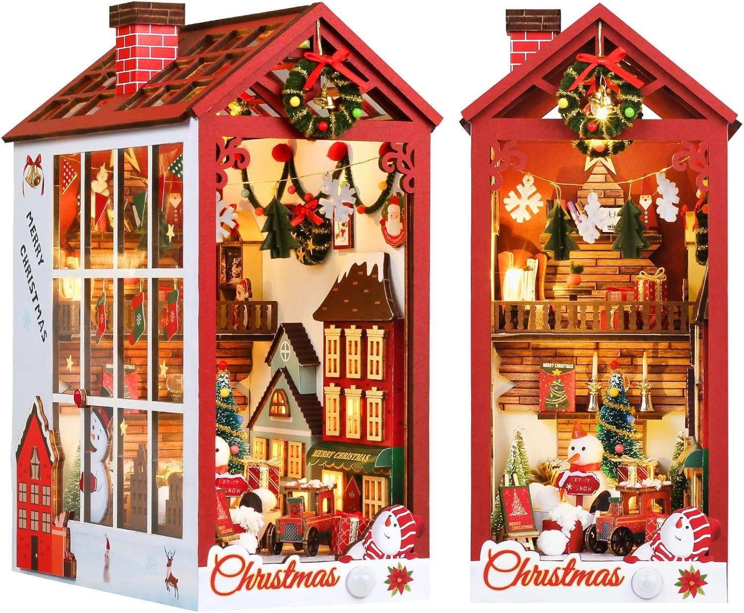 Cuteefun DIY Miniature Dolls House Kit for Adults, DIY Book Nook Kit,Wooden Book Nook Dollhouse Kit,Make Your Own Craft House Model for Birthday Chirstmas Gift