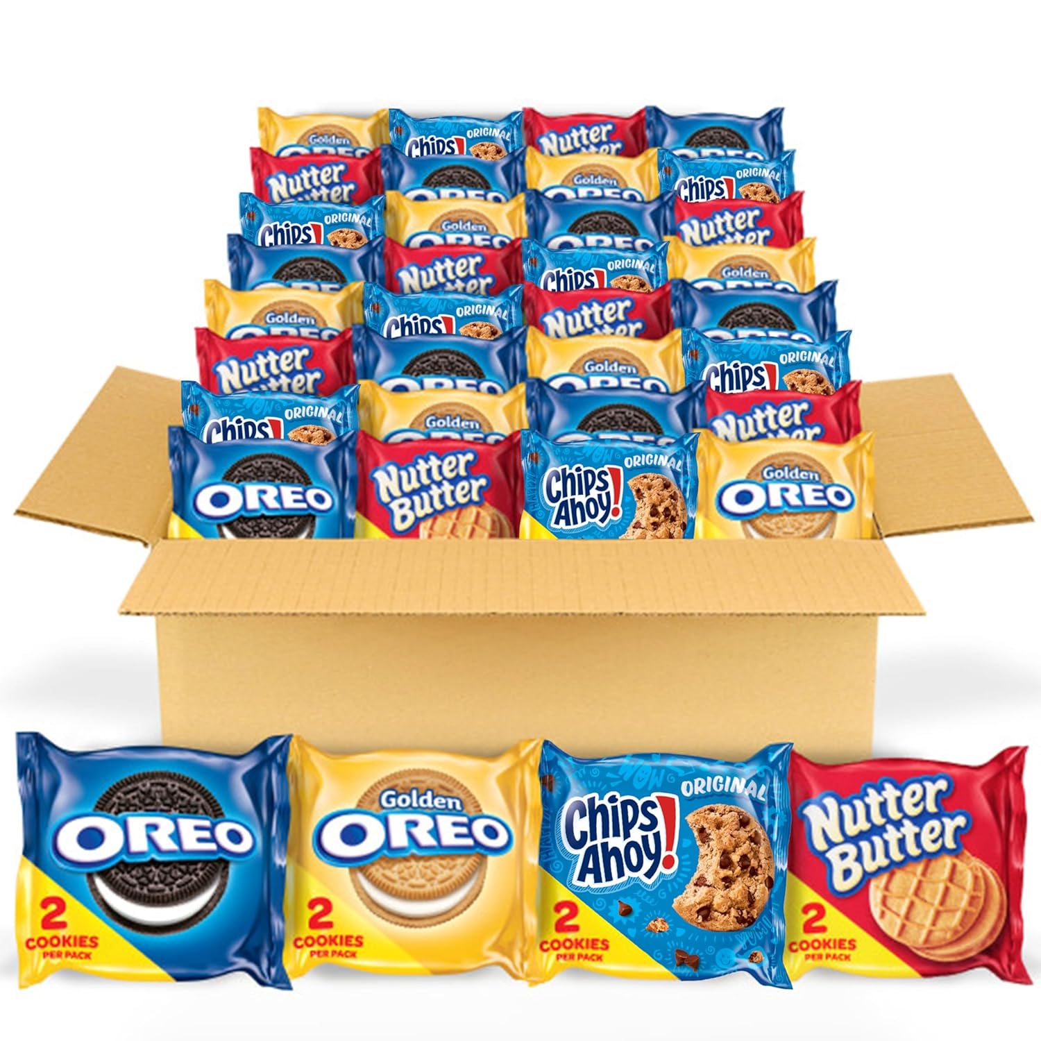 OREO Original, OREO Golden, CHIPS AHOY! & Nutter Butter Cookie Snacks Variety Pack, Christmas Cookies Stocking Stuffers, 56 Snack Packs (2 Cookies Per Pack)